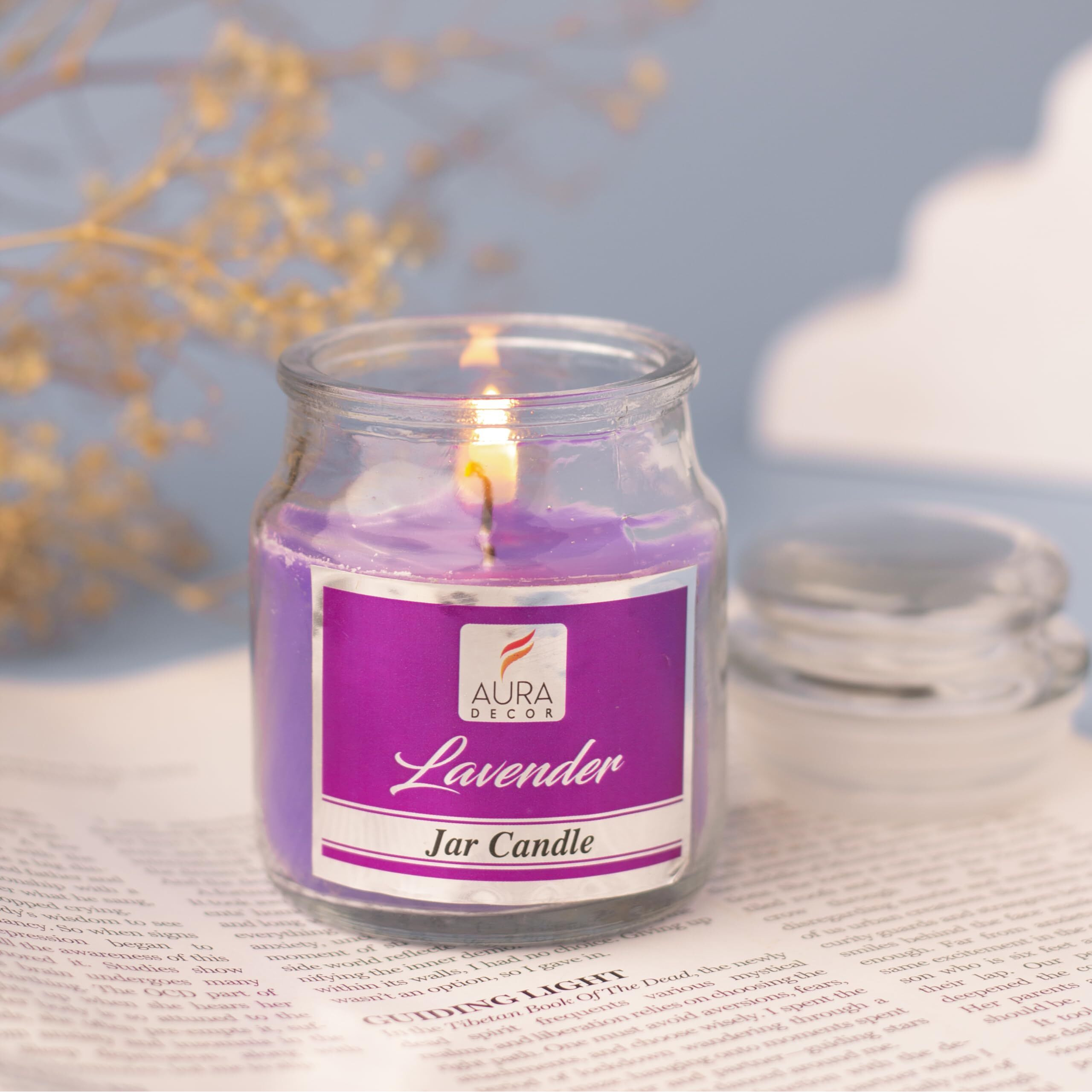 AuraDecor Highly Fragrance Home Decor Scented Jar Candle || Aromatherapy || Spa || Long Burning ||Cookie Jar Candle || Aroma Candles (Lavender, Pack of 1)