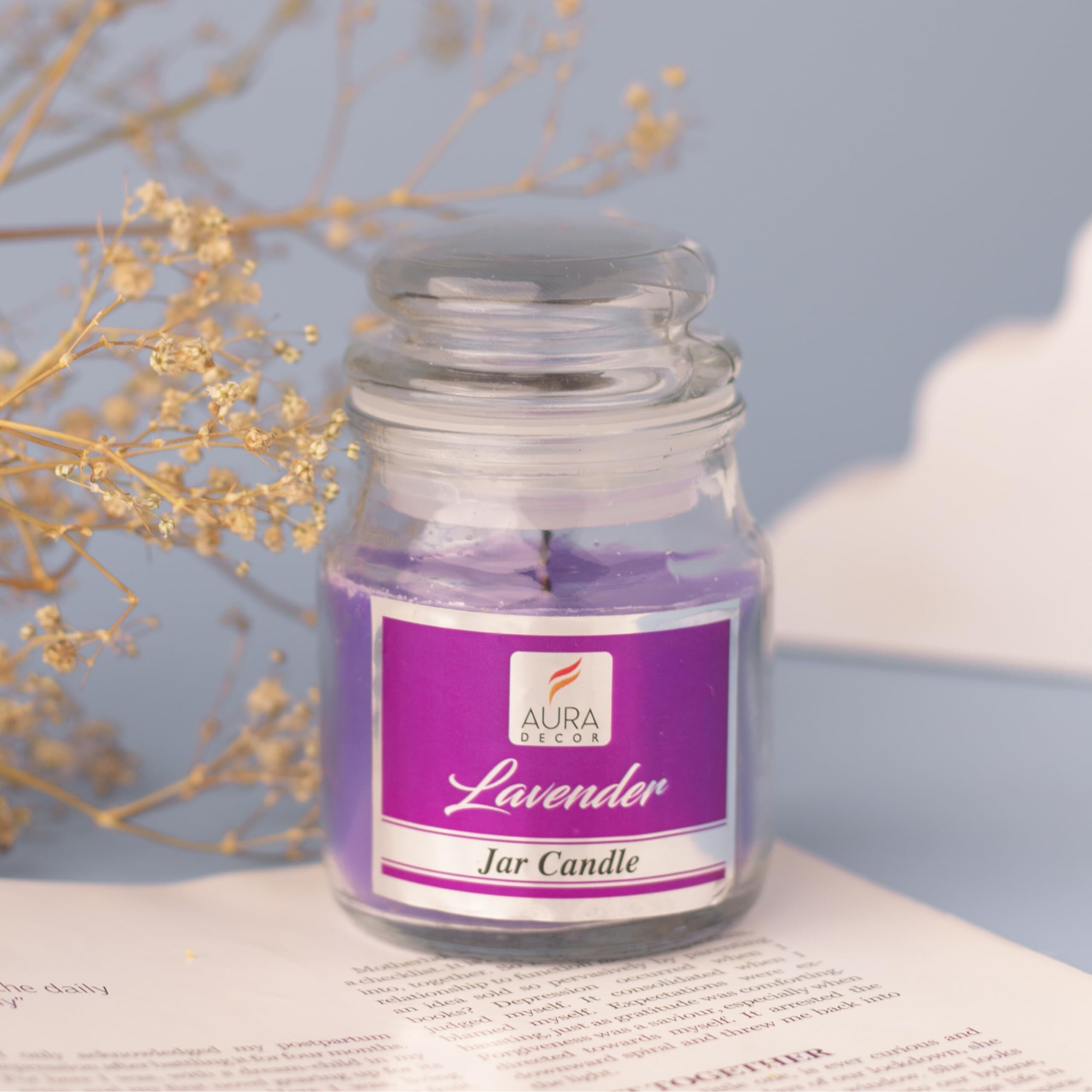 AuraDecor Highly Fragrance Home Decor Scented Jar Candle || Aromatherapy || Spa || Long Burning ||Cookie Jar Candle || Aroma Candles (Lavender, Pack of 1)