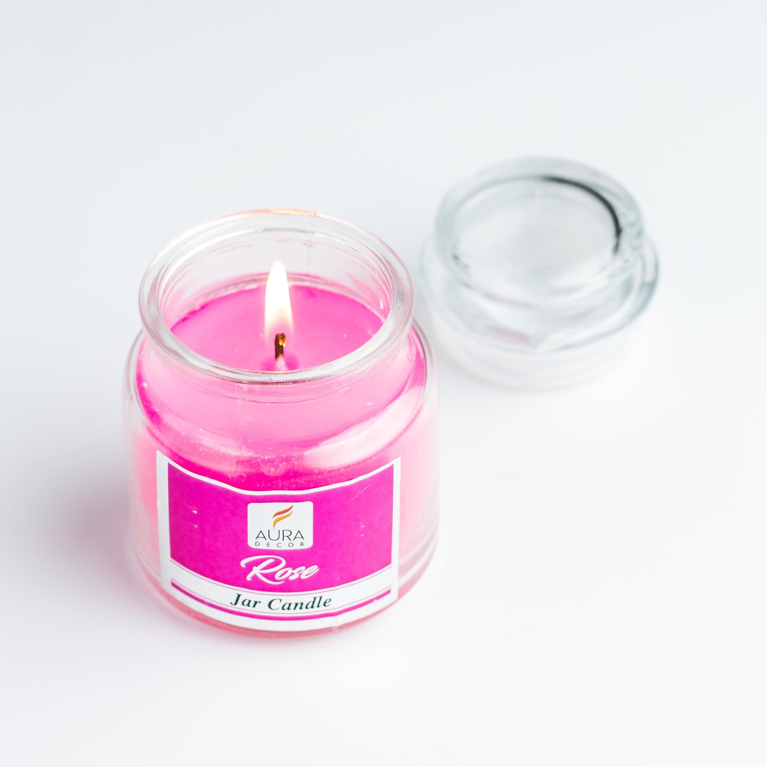 AuraDecor Highly Fragrance Home Decor Scented Jar Candle || Aromatherapy || Spa || Long Burning ||Cookie Jar Candle || Aroma Candles (Rose, Pack of 1)