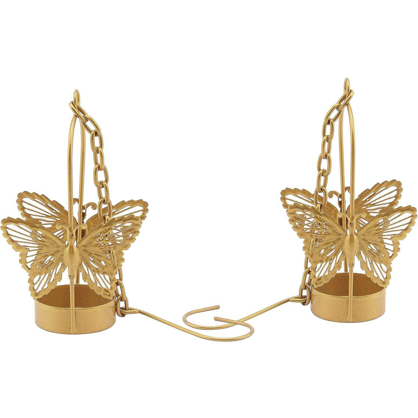 CraftVatika Metal Hanging Butterfly Tea Light Candle Holders Stand