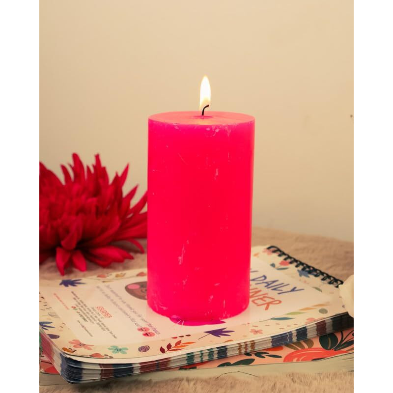 AuraDecor Highly Fragrance Pillar Candle 2.75x3Inch & 2.75x5Inch Set of 2 | Scented Votive Candle | Home Decor Candle | Decoration Candle | Spa Candle (Rose, Set of 2)
