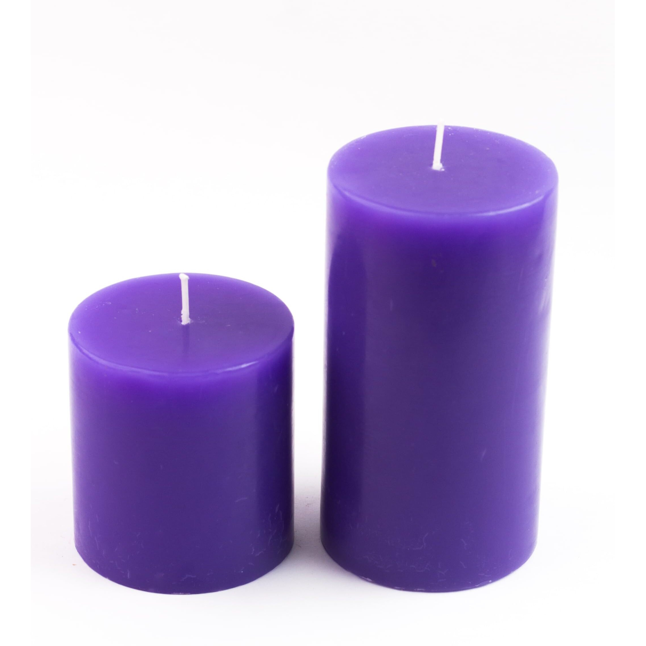 AuraDecor Highly Fragrance Pillar Candle 2.75x3Inch & 2.75x5Inch Set of 2 | Scented Votive Candle | Home Decor Candle | Decoration Candle | Spa Candle (Lavender, Set of 2)