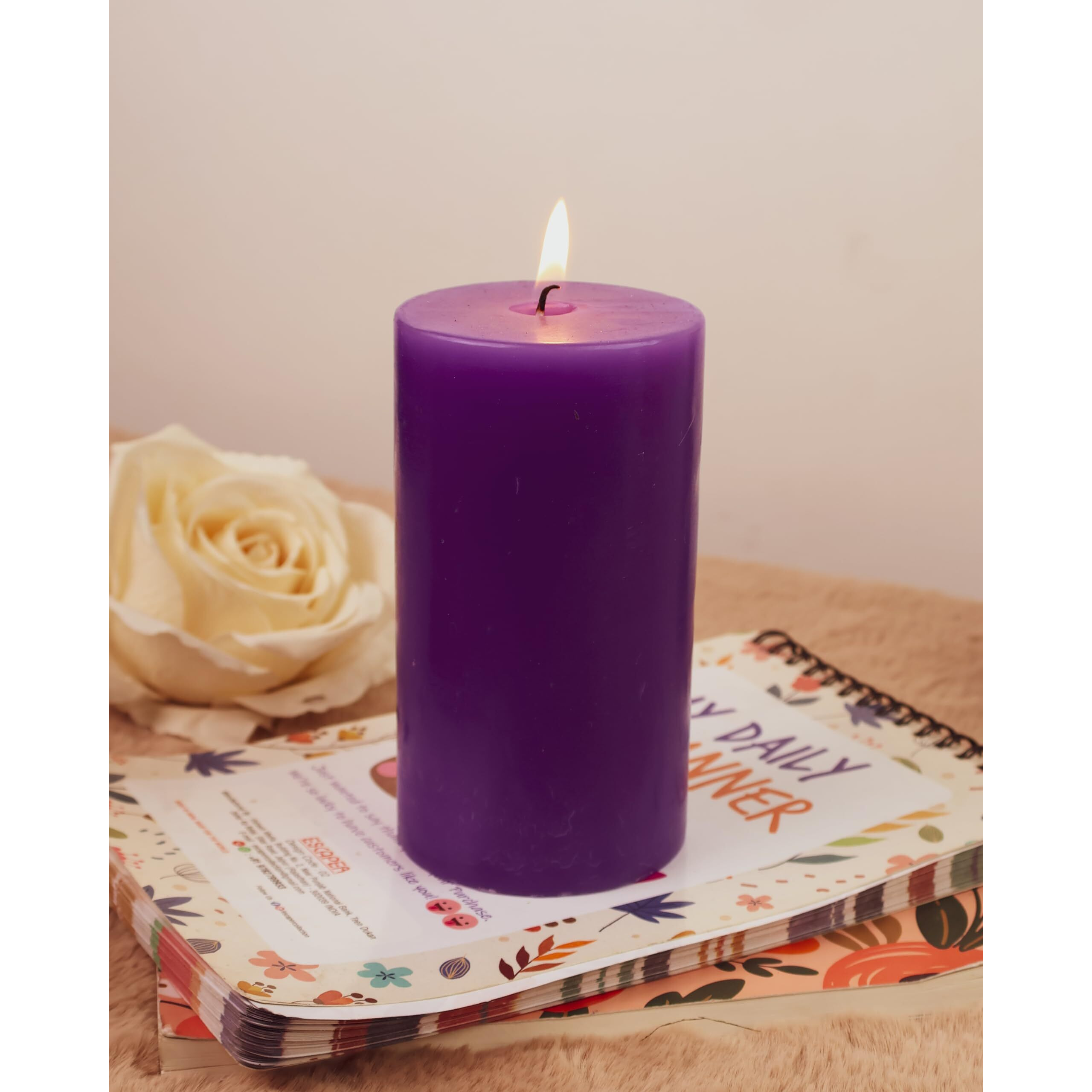 AuraDecor Highly Fragrance Pillar Candle 2.75x3Inch & 2.75x5Inch Set of 2 | Scented Votive Candle | Home Decor Candle | Decoration Candle | Spa Candle (Lavender, Set of 2)