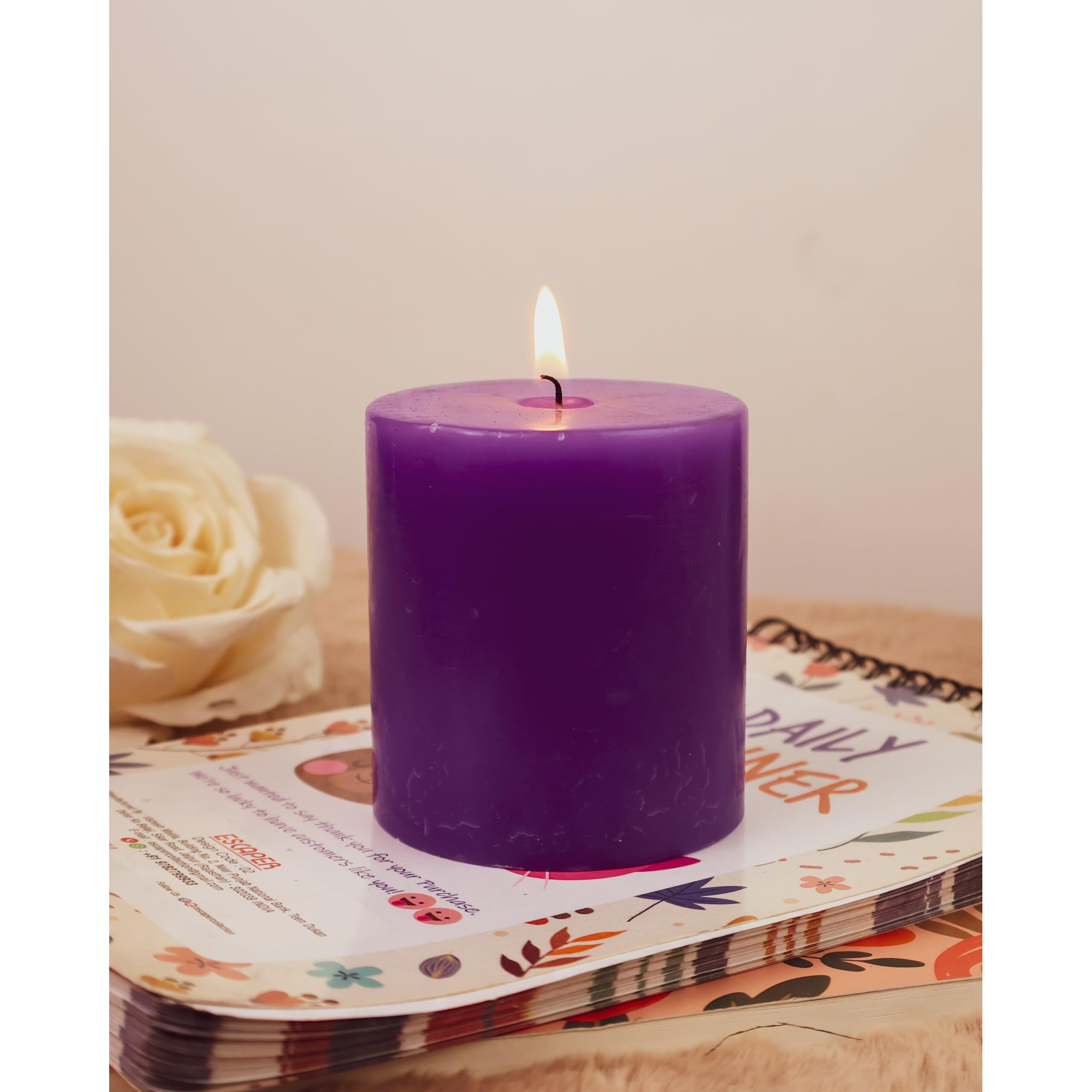 AuraDecor Highly Fragrance Pillar Candle 2.75x3Inch & 2.75x5Inch Set of 2 | Scented Votive Candle | Home Decor Candle | Decoration Candle | Spa Candle (Lavender, Set of 2)