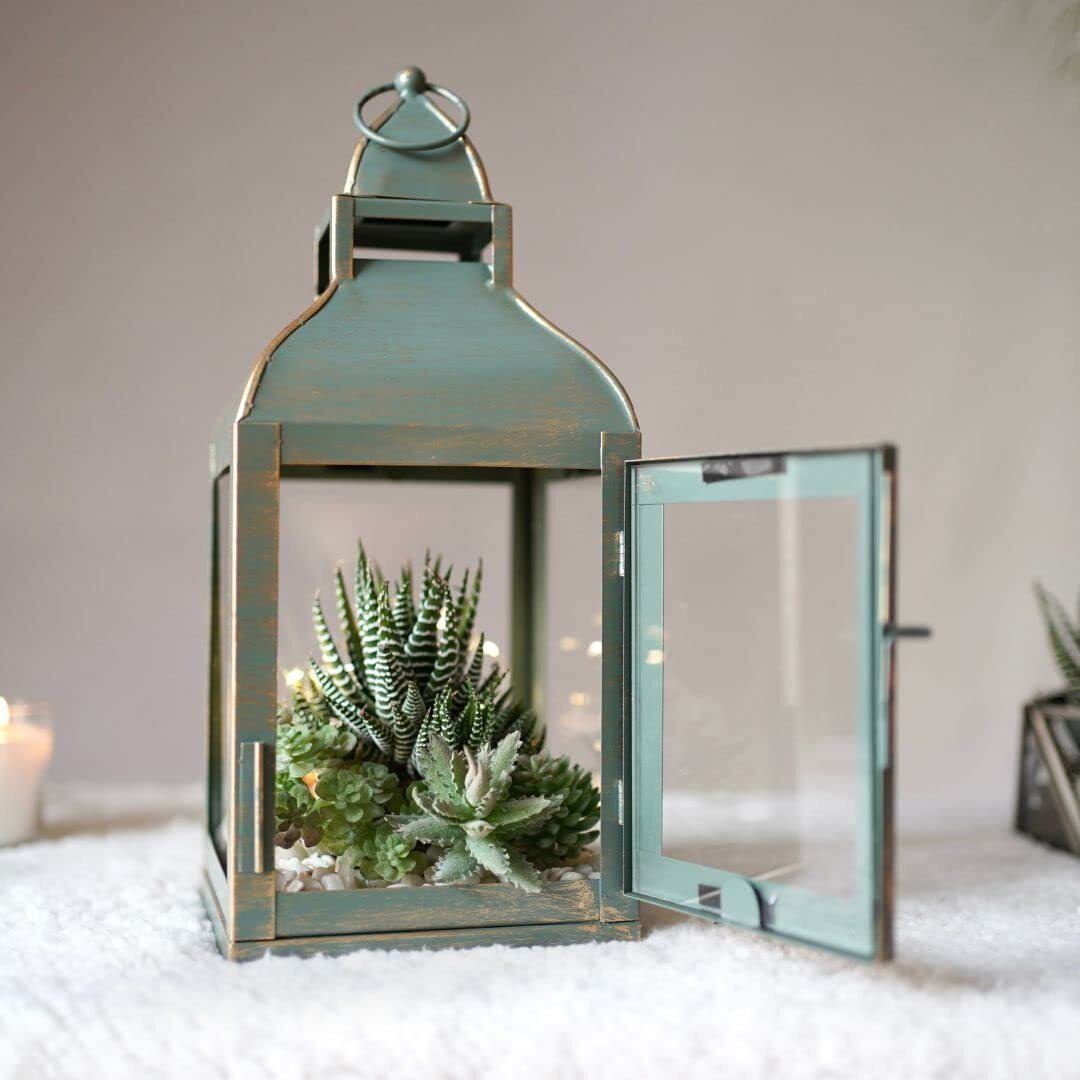 Behoma Vintage Style Lantern for Home Decoration |Candle and Tealight Holder for Table-top & Wall-Hanging | Indoor & Outdoor Events | Chocolate Brown Colour Large (Candle/Lights NOT Included)