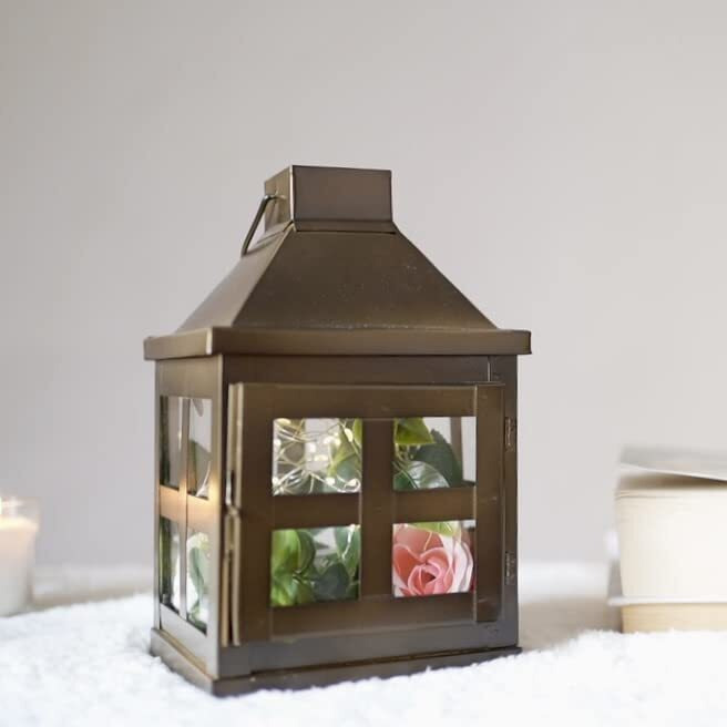 Behoma Vintage Style Lantern for Home Decoration |Candle and Tealight Holder for Table-top & Wall-Hanging | Indoor & Outdoor Events | Chocolate Brown Colour Small (Candle/Lights NOT Included)