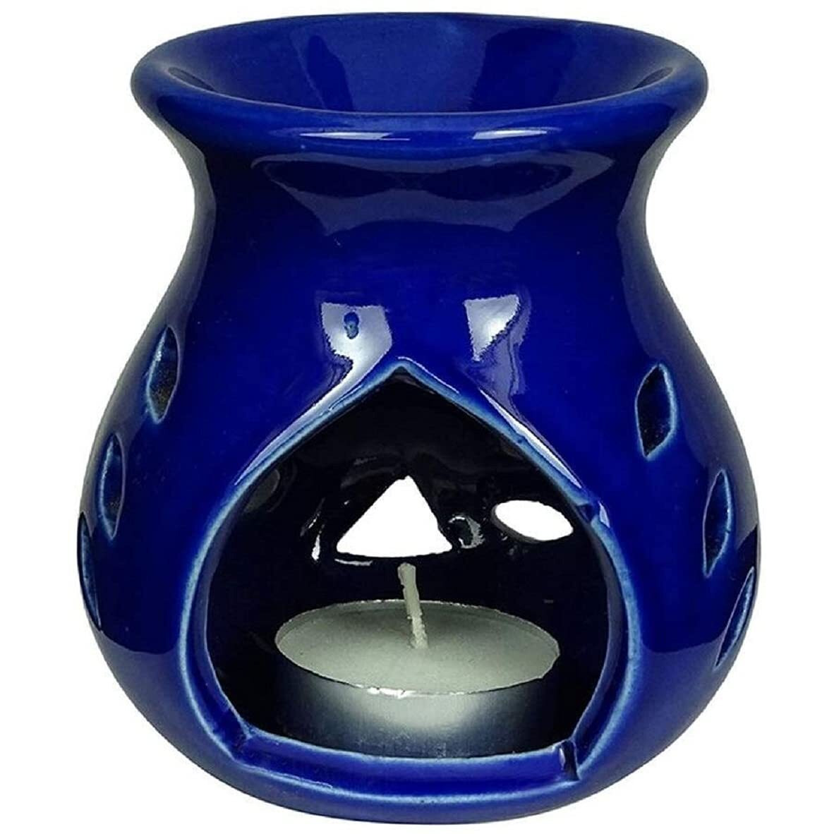 Mkd2 Rise Ceramic Candle Operated Oil Burner Aroma Diffuser for Room Fragrance (Blue)