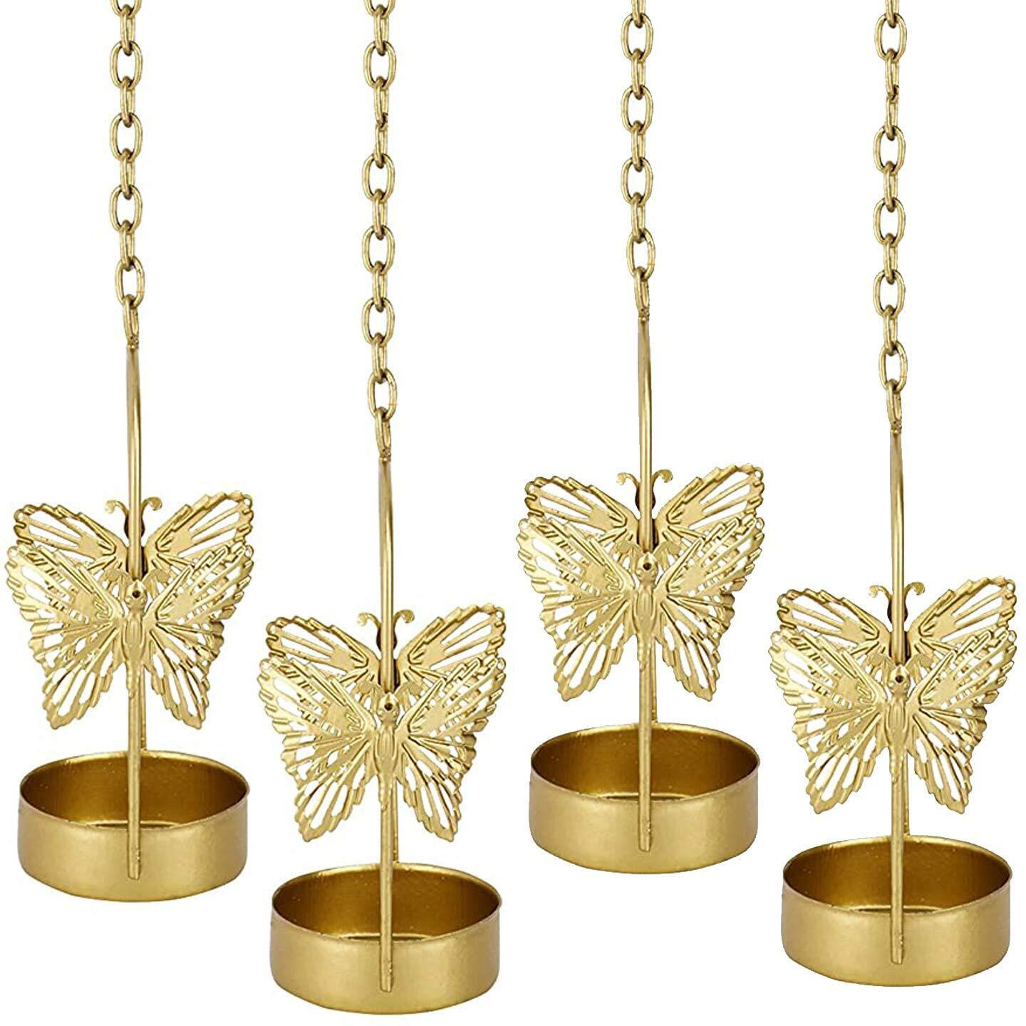 CraftVatika Metal Hanging Butterfly Tealight Candle Holder (Pack of 4)