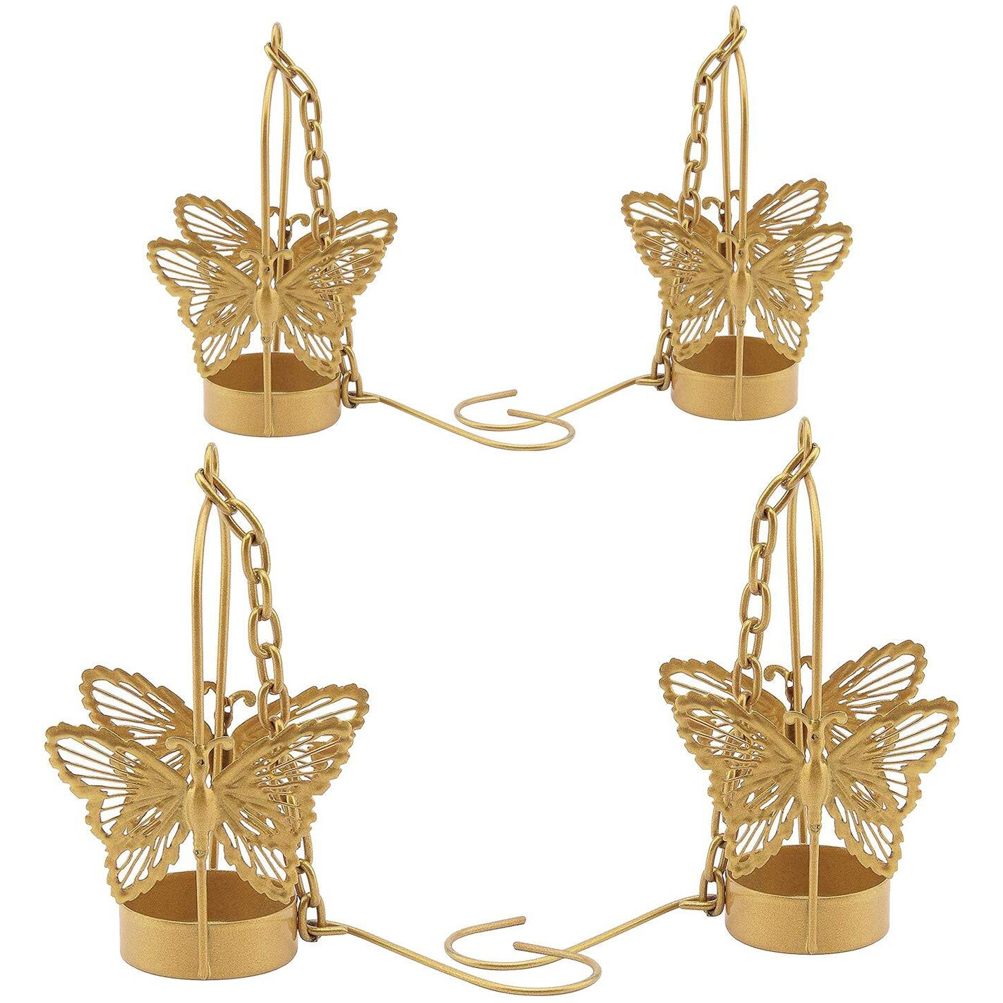 CraftVatika Metal Hanging Butterfly Tealight Candle Holder (Pack of 4)