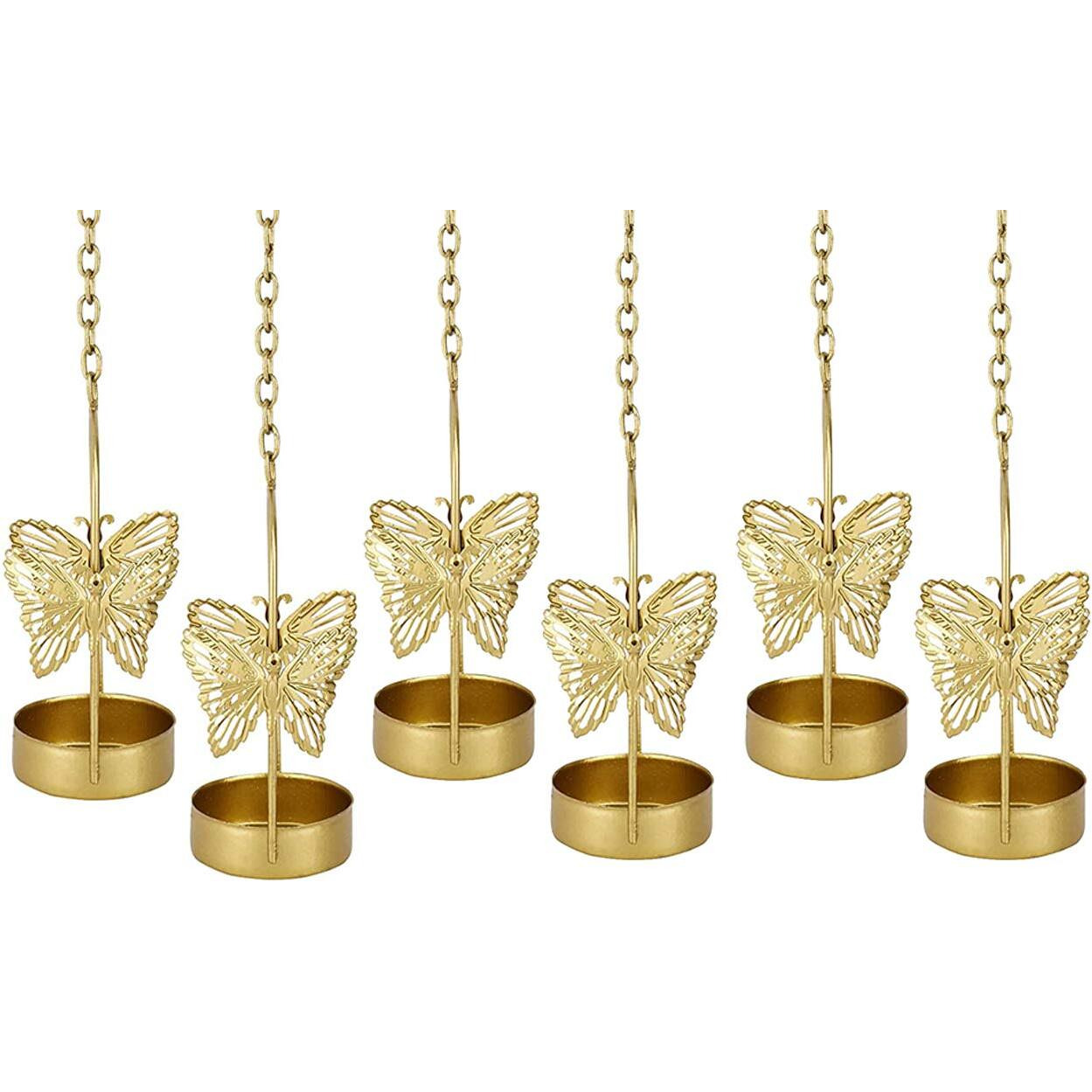 CraftVatika Butterfly Metal Tealight Candle Holder Hanging for Home Decoration Tea Light Candle Holders Stand for Wall Door Christmas Decorations Items