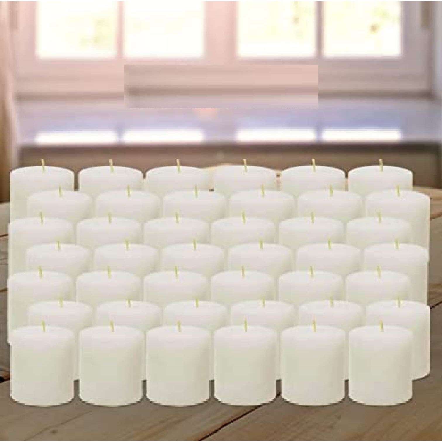 AuraDecor Pack of 42 Unscented Votive Candles for Home Decor, Wedding Candles, 5 Hour Candle, Smokeless, No Dripless Candles