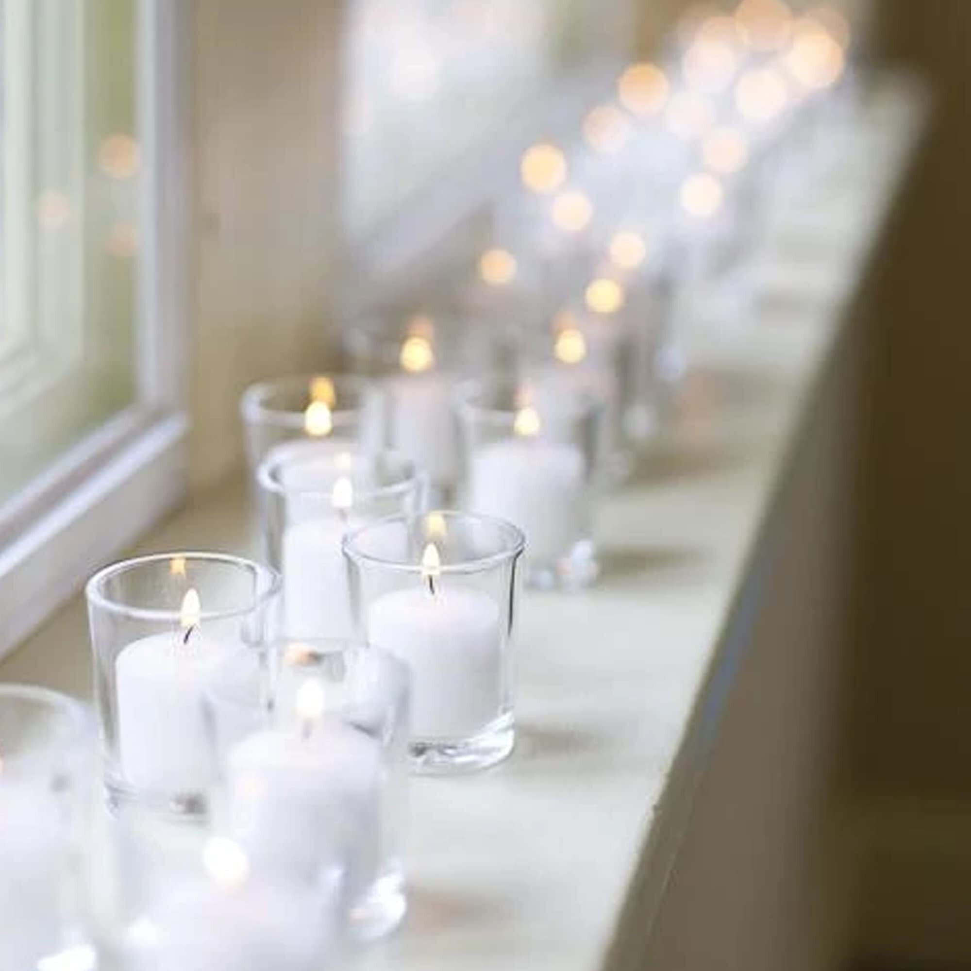 AuraDecor Pack of 42 Unscented Votive Candles for Home Decor, Wedding Candles, 5 Hour Candle, Smokeless, No Dripless Candles