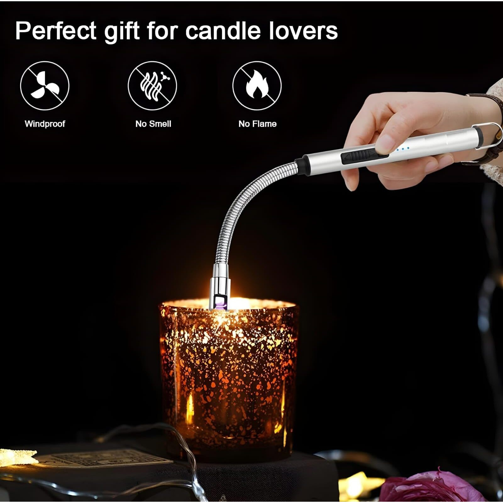 VMITRA Electric Lighter for Candles Rechargeable Electric Gas Lighter for Home Use Candle Lighter Plasma Lighter Flameless Windproof USB Lighter 360 Flexible Neck Arc Lighter for Diwali Fireworks