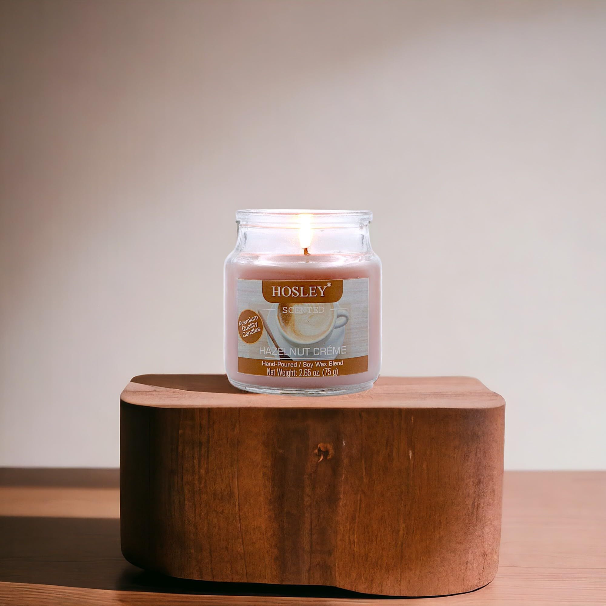 HOSLEY Hazelnut Creme Fragrance Jar Candle Pack of 1 (2.65 Oz Wax)|Fragrance Candles for Home|Scented Candles|Jar Candles|Burn Time 15 Hours|Gift Set|Home Decoration (Soy Blend Wax)