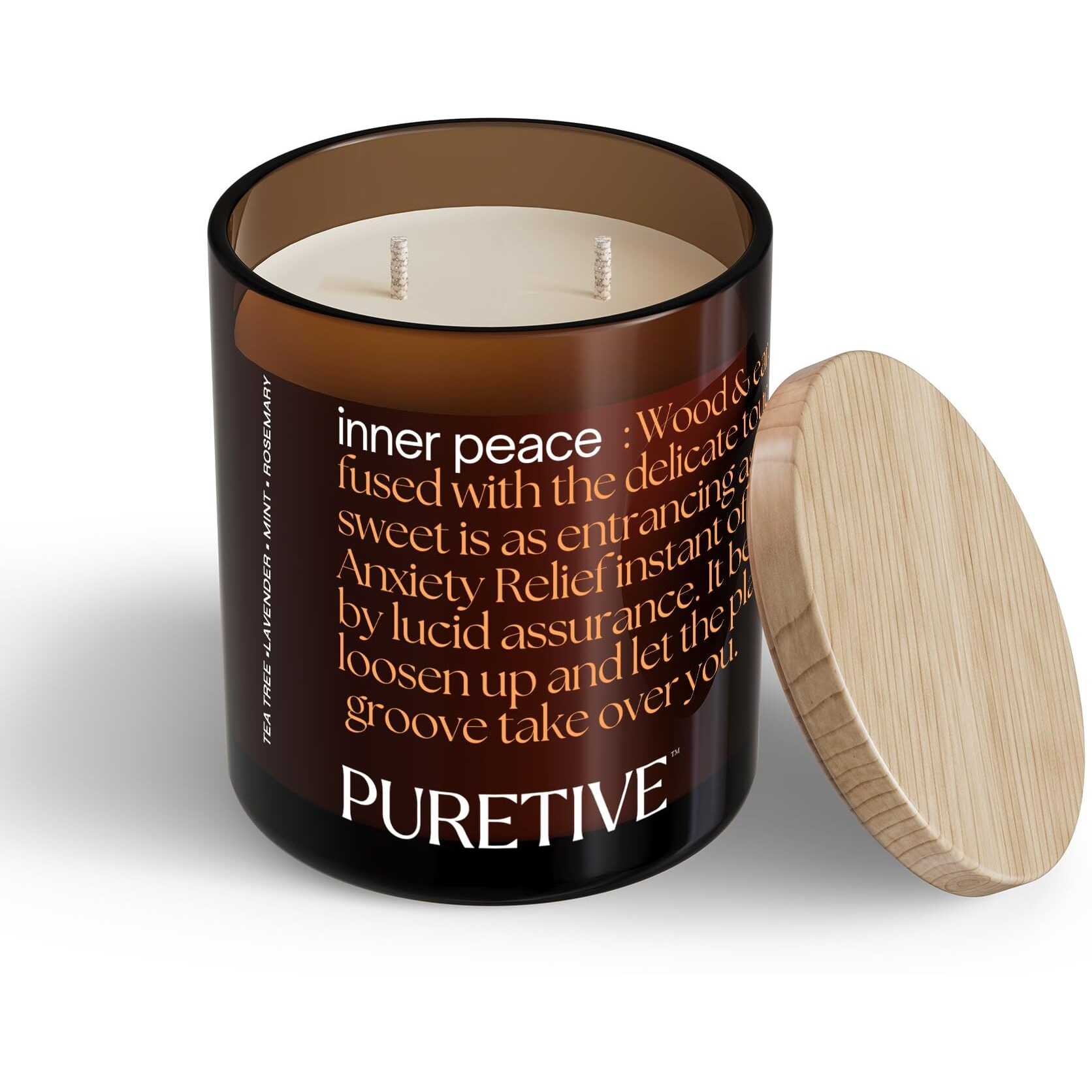 Puretive Scented Candle, Inner Peace Scented Aroma Therapy Candle | Neroli, Cypress, Grapefruit & Eucalyptus, 100% Soy Wax & Essential Oil, 35 hrs Burn time, for Home Decoration, Gifting | 480 Grams