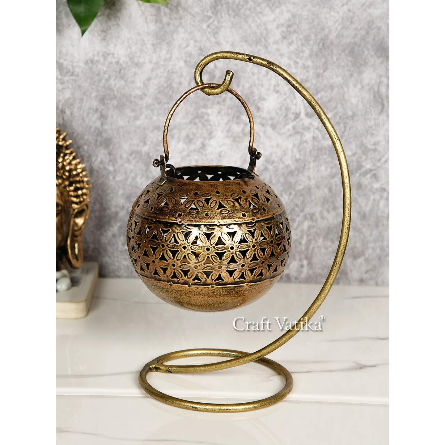 CraftVatika Metal Tealight Candle Holder Hanging Degchi/Dhuni Tea Light Candle Stand Holders Home Decoration Items for Living Room