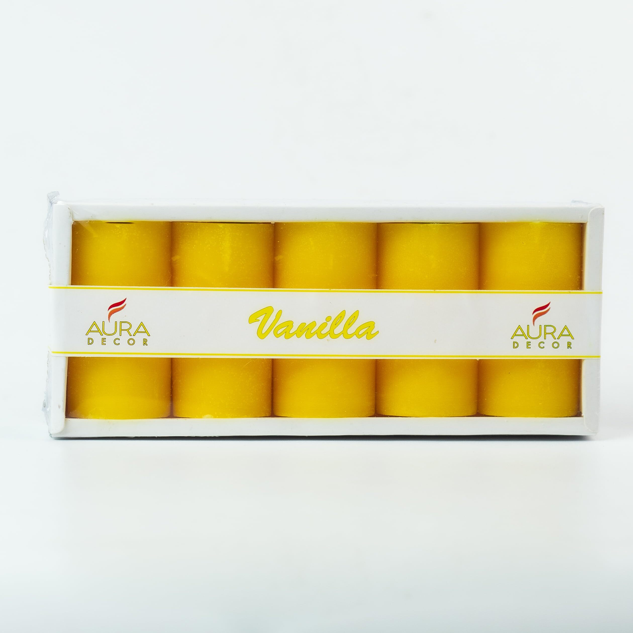 AuraDecor Set of 5 Fragrance Pillar Candle || Long Burning || Aroma Candle || Gift Set || Candle Pillar Set (Vanilla)
