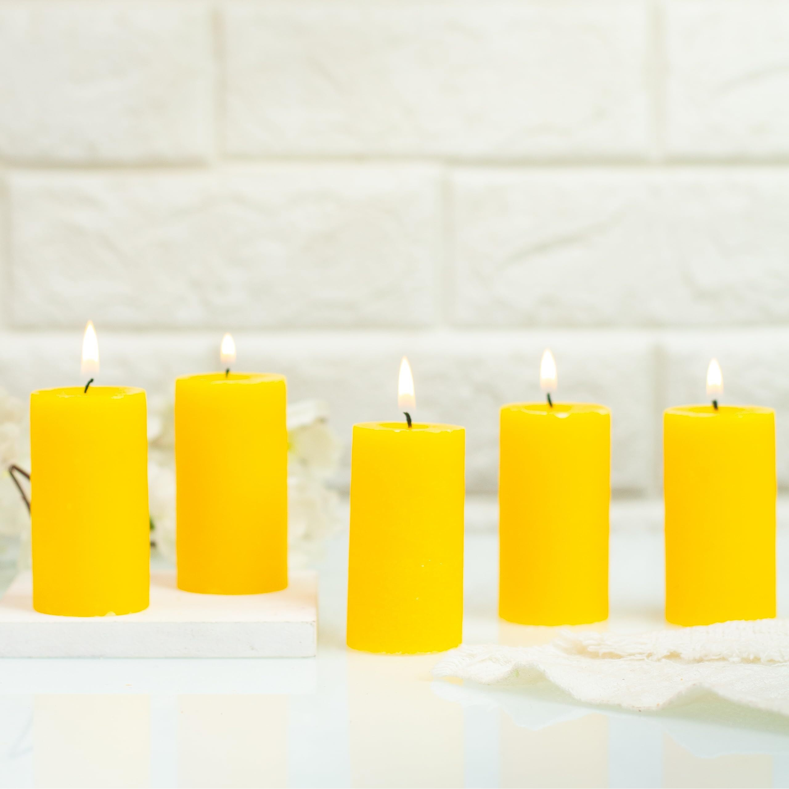 AuraDecor Set of 5 Fragrance Pillar Candle || Long Burning || Aroma Candle || Gift Set || Candle Pillar Set (Jasmine)
