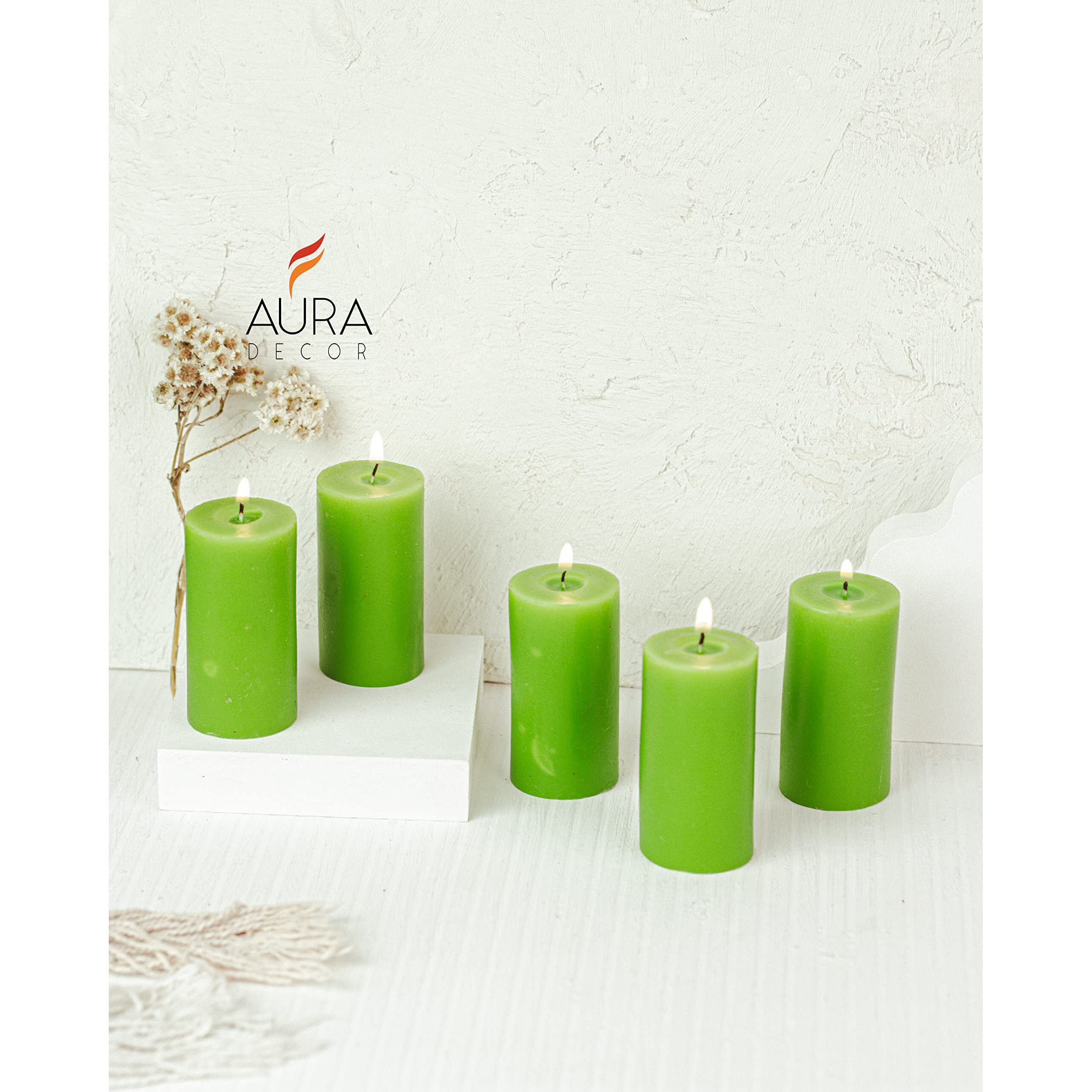 AuraDecor Set of 5 Fragrance Pillar Candle || Long Burning || Aroma Candle || Gift Set || Candle Pillar Set (Lemon Grass)