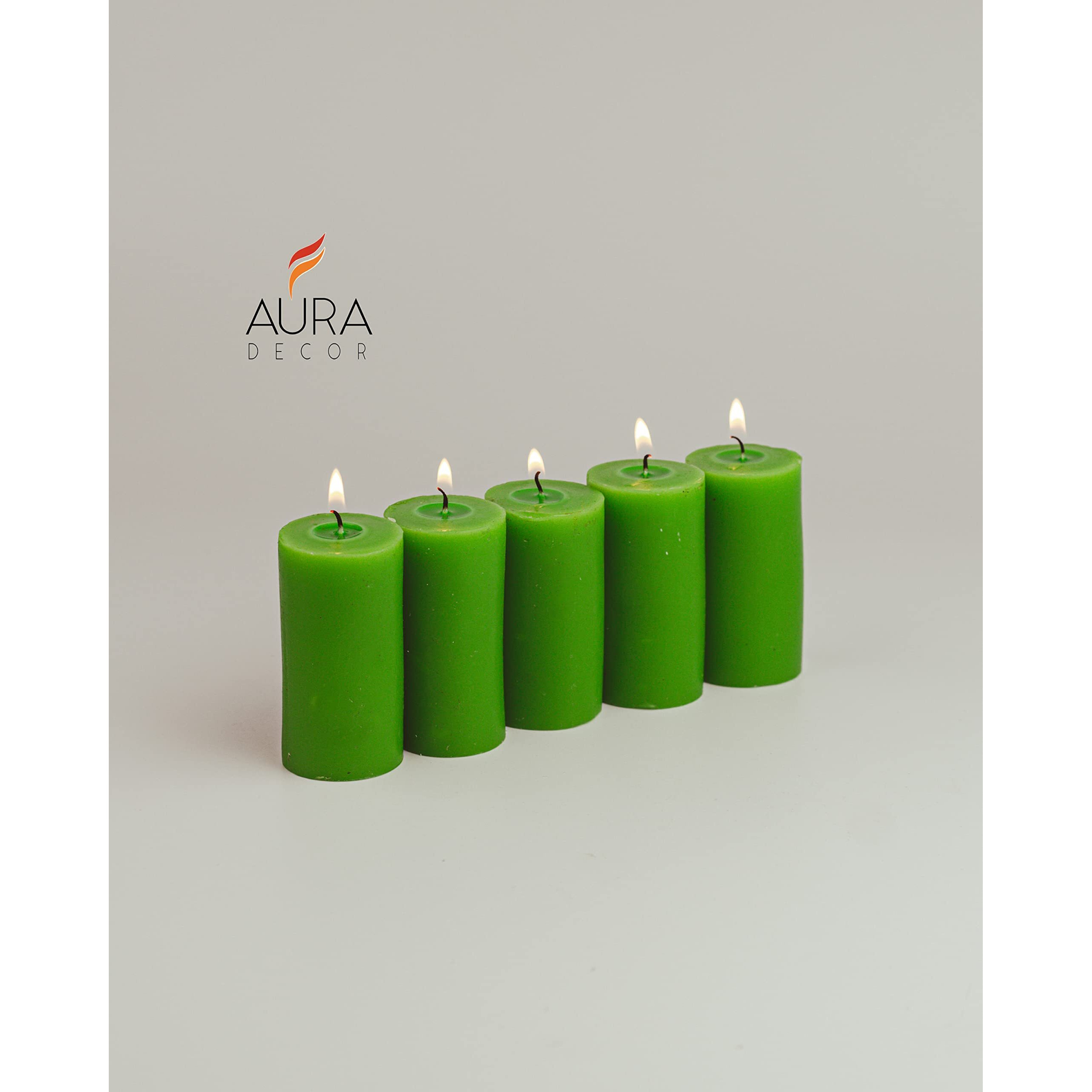 AuraDecor Set of 5 Fragrance Pillar Candle || Long Burning || Aroma Candle || Gift Set || Candle Pillar Set (Lemon Grass)