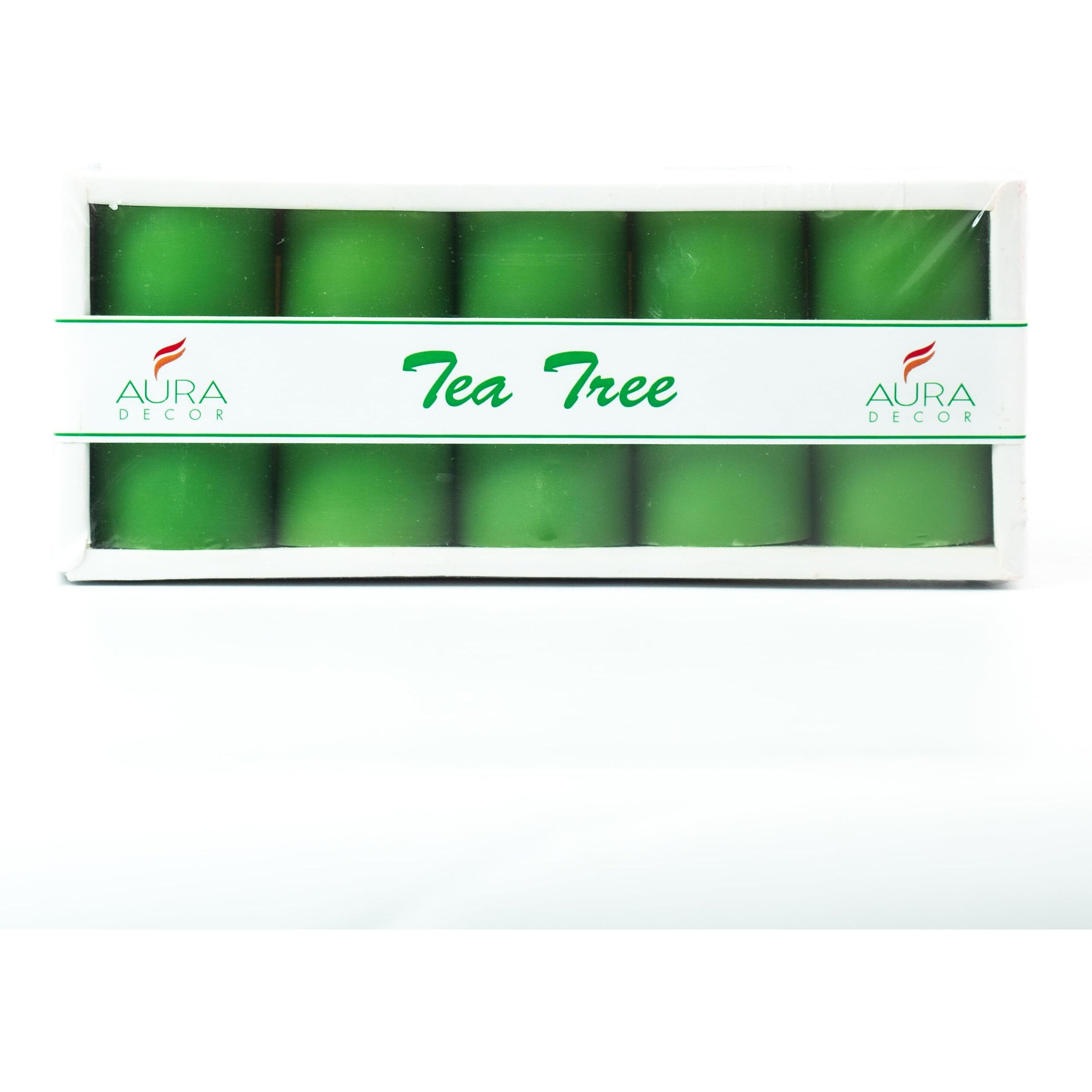 AuraDecor Set of 5 Fragrance Pillar Candle || Long Burning || Aroma Candle || Gift Set || Candle Pillar Set (Tea Tree)
