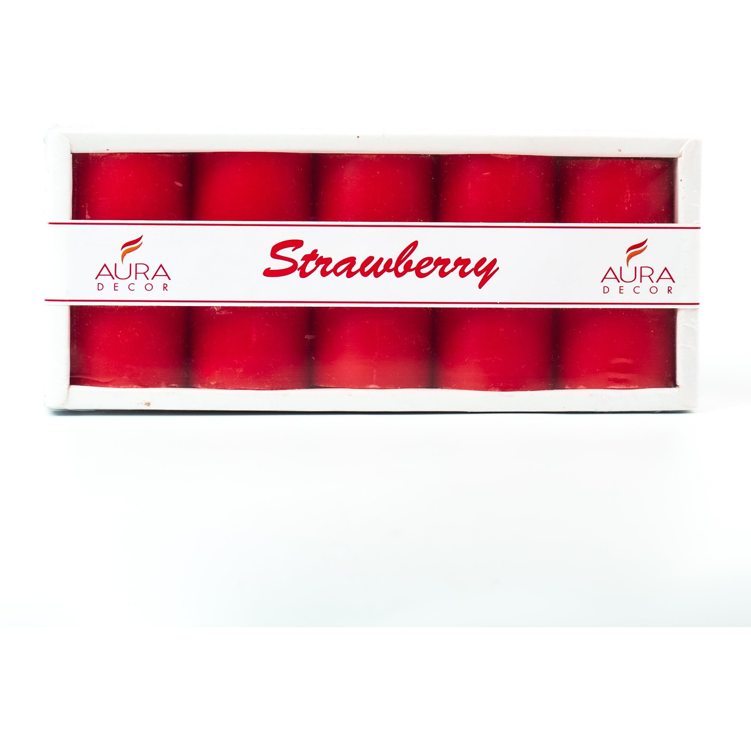 AuraDecor Set of 5 Fragrance Pillar Candle || Long Burning || Aroma Candle || Gift Set || Candle Pillar Set (Strawberry)