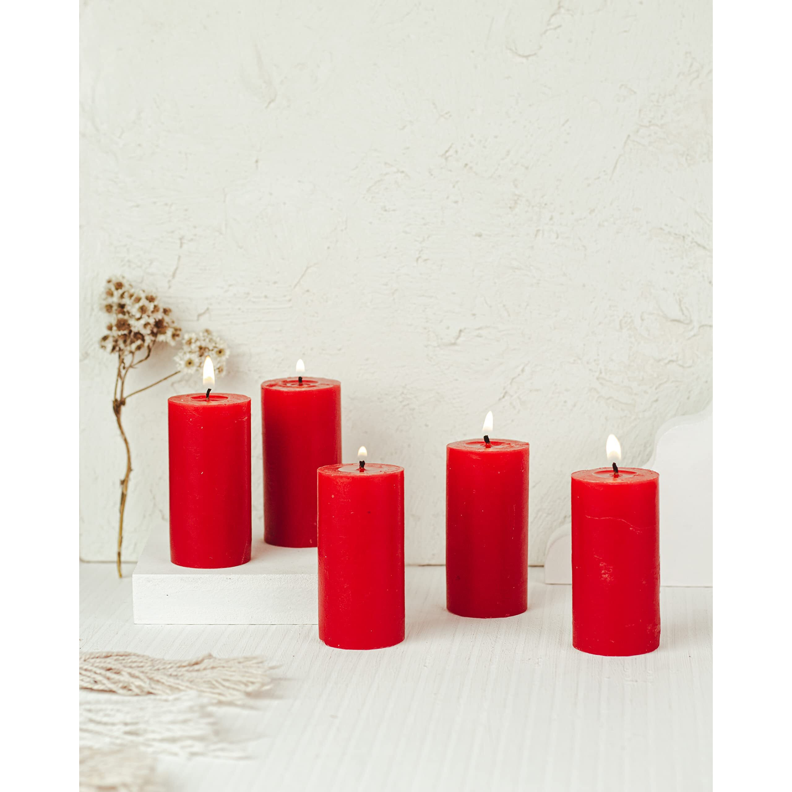 AuraDecor Set of 5 Fragrance Pillar Candle || Long Burning || Aroma Candle || Gift Set || Candle Pillar Set (Rose)