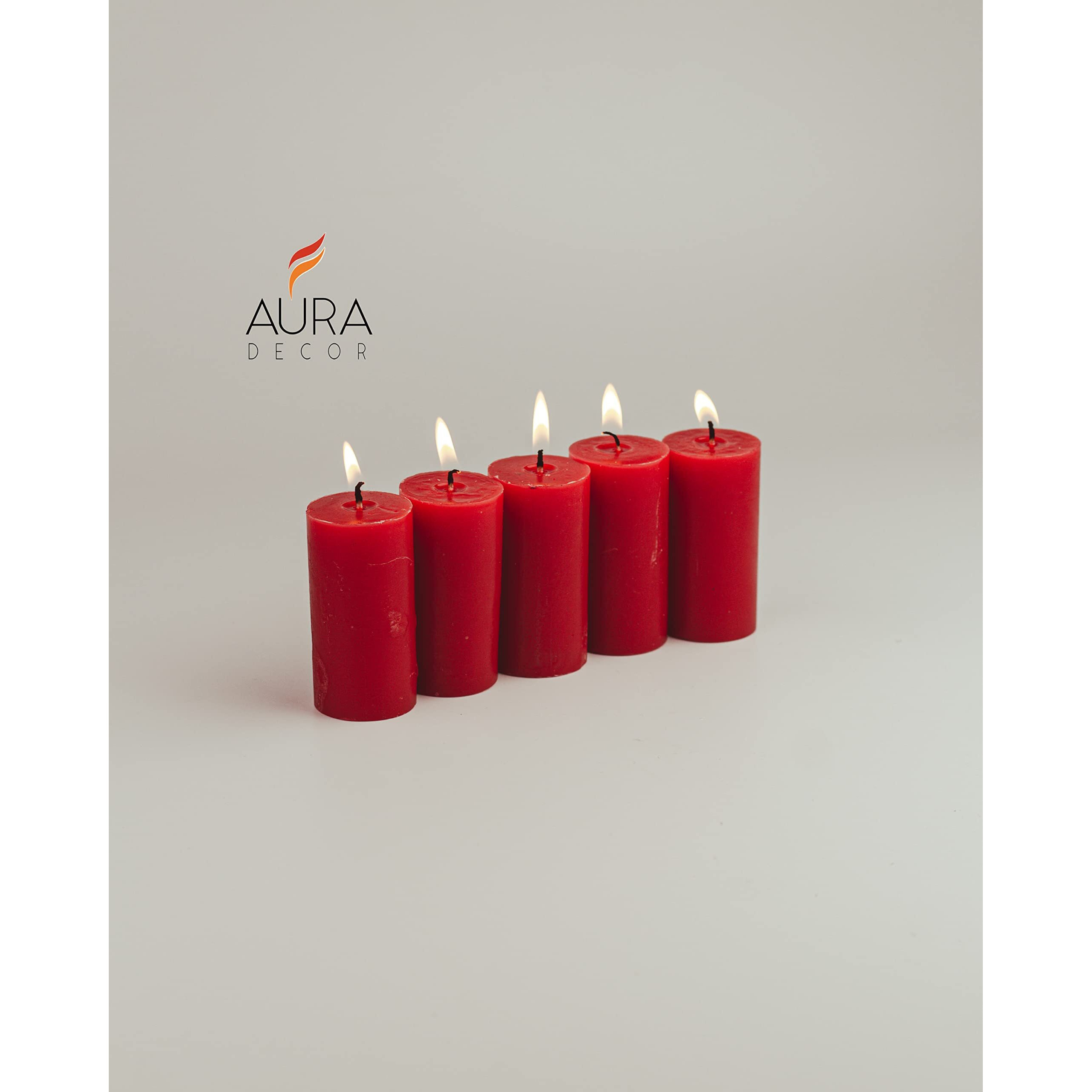 AuraDecor Set of 5 Fragrance Pillar Candle || Long Burning || Aroma Candle || Gift Set || Candle Pillar Set (Rose)