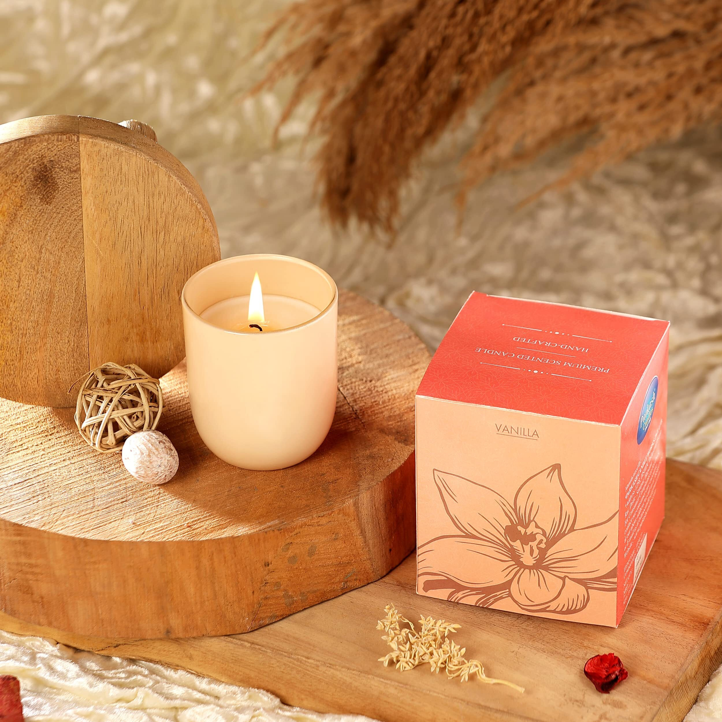 Parkash Candles Premium Scented Glass Candle (Vanilla)