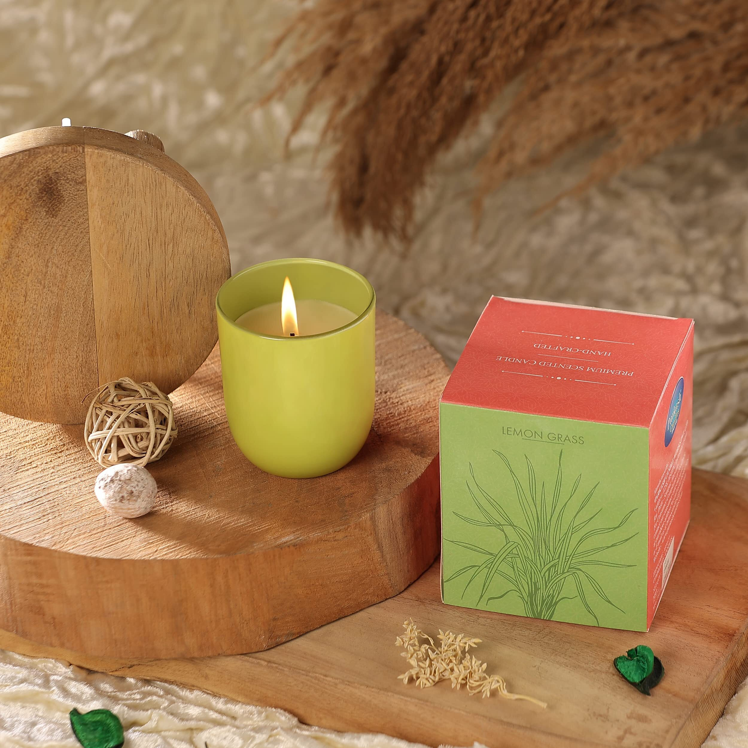 Parkash Candles Premium Scented Glass Candle (Lemon Grass)