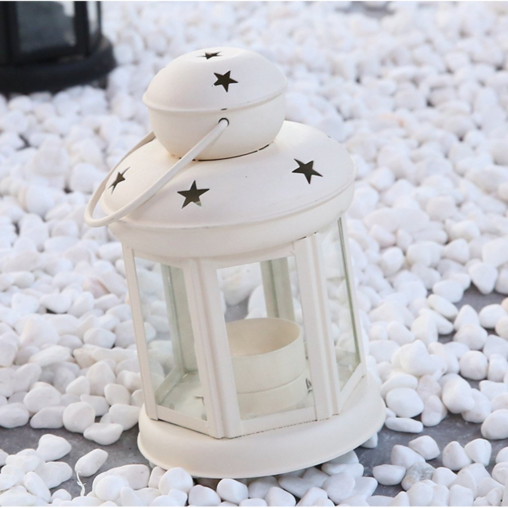 TIED RIBBONS Decorative Tealight Candle Holder Hanging Lantern (White,6 inch x 3.7 inch) - Decoration Items for Home
