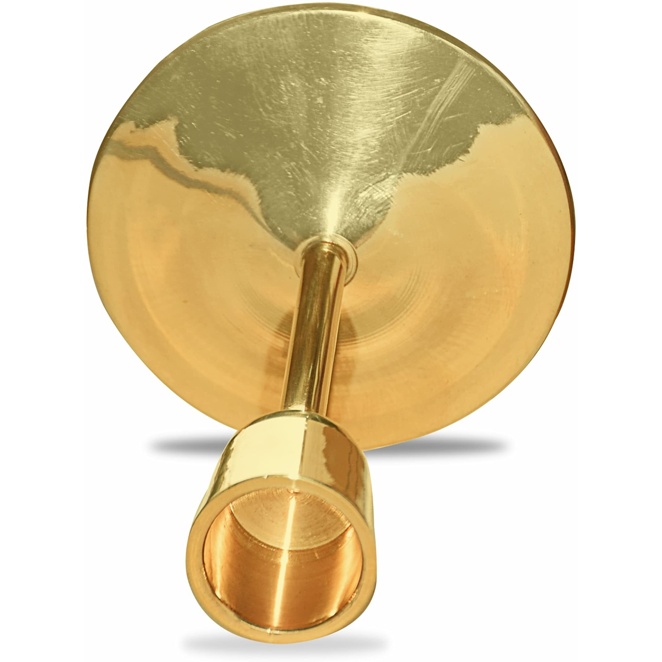 Pure Source India Heavy Weight Brass Tapper Candle Stand | Candle Holder, 4.5 inch, Gold