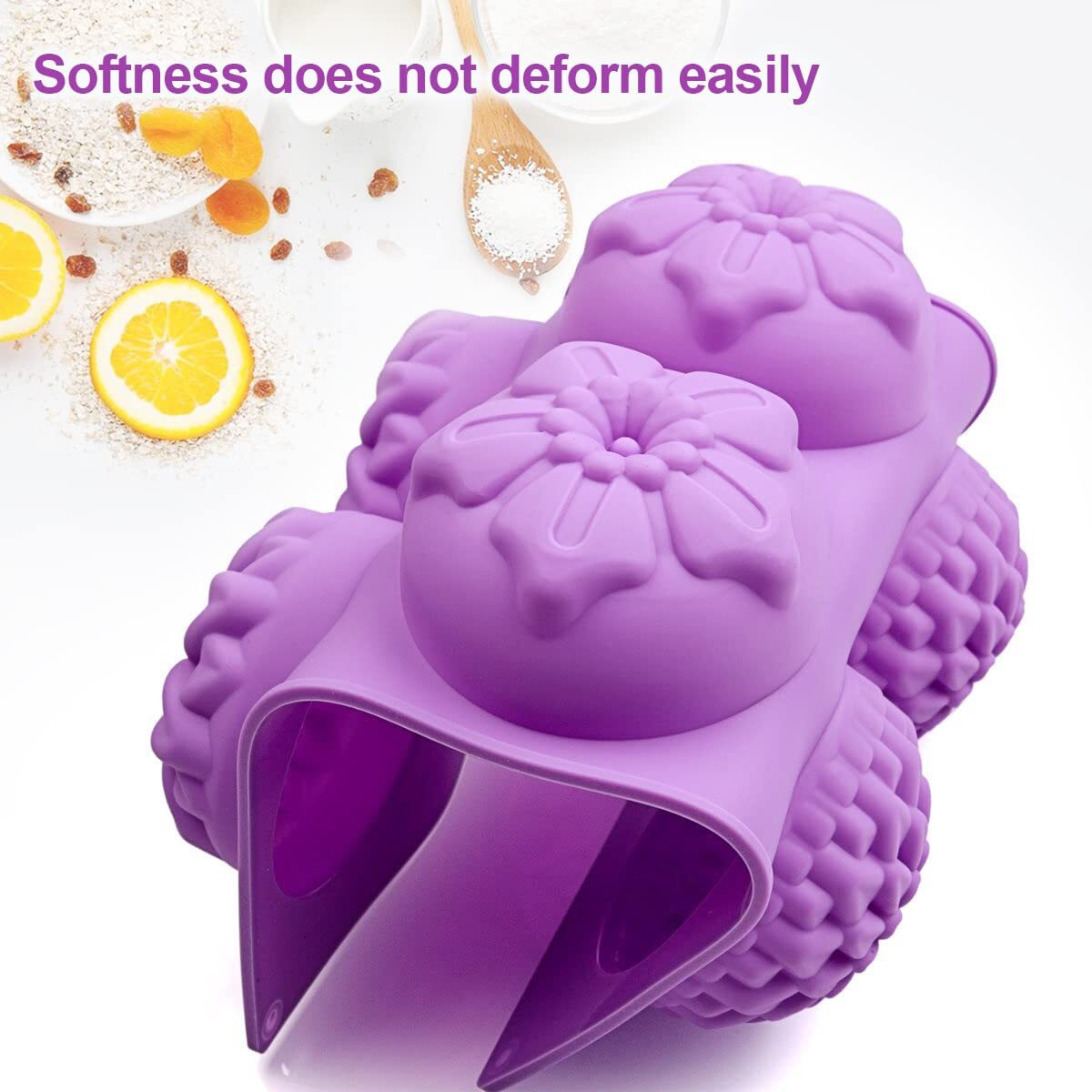 Oligitdi Silicone Cupcake Baking Muffin Mould Silicone 6 Cavity Mixed Flower Cupcake Baking Muffin Candle Soap Mould