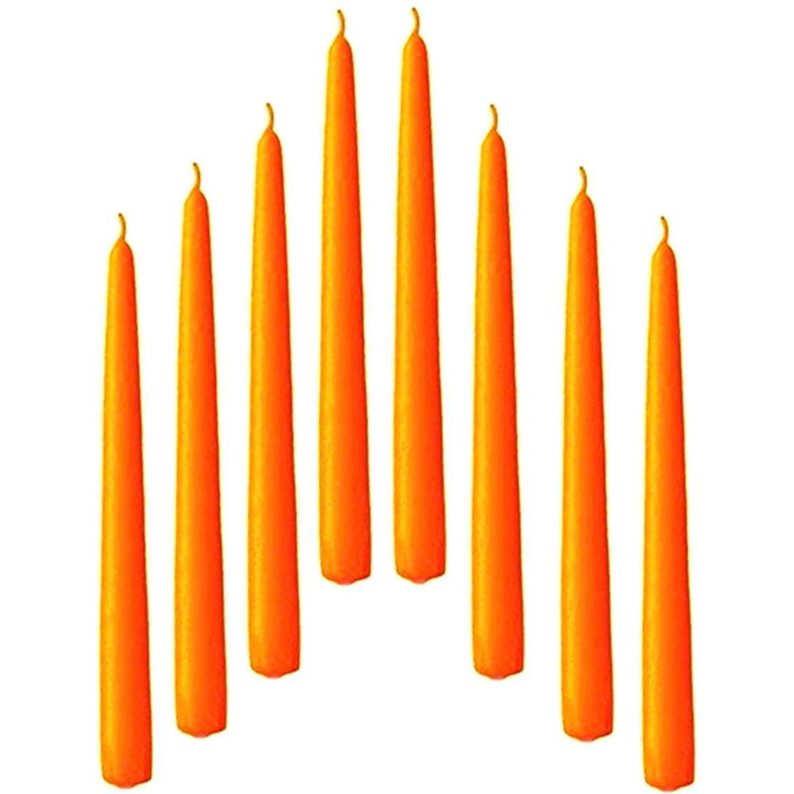 Kuber Selection Candles Pack of 10 Pcs 8 Inch 19mm Premium Orange Taper Candle, Orange Spell Candles, Orange Stick Candles, Orange Household Candles (8 Inch 19mm) (Pack of 10 Pcs) (Orange)