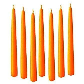 Kuber Selection Candles Pack of 10 Pcs 8 Inch 19mm Premium Orange Taper Candle, Orange Spell Candles, Orange Stick Candles, Orange Household Candles (8 Inch 19mm) (Pack of 10 Pcs) (Orange)
