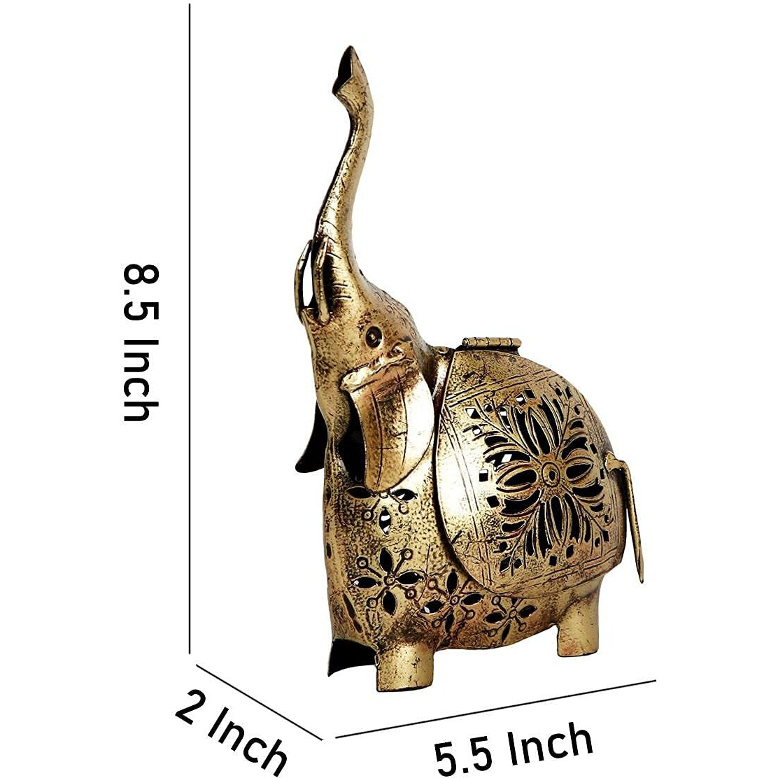 CraftVatika Elephant Showpiece Statue Iron Tea Light Candle Holder Lantern Stand for Home Living Room Decoration (10 Pieces)
