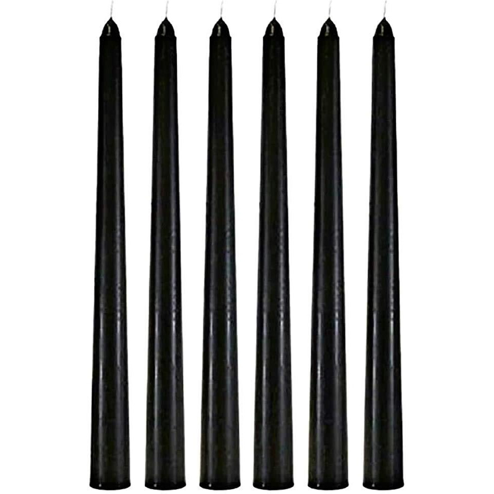 Kuber Selection Pack of 10 Pcs 8 Inch 19mm Premium Pure Black Taper Candle,Black Spell Candles, Black Stick Candles, Black Household Candle (8 Inch,19mm, Black) (Pack of 10 Pcs)