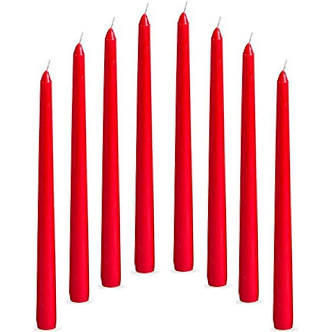 Kuber Selection Candles Pack of 10 Pcs 8 Inch 19mm Premium Red Taper Candle, Red Stick Candles, Red Spell Candles, Red Household Candle (8 Inch) (19 mm) (Pack of 10 Pcs)