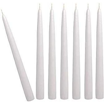 Kuber Selection Candles Pack of 10 Pcs 8 Inch 19mm Premium Pure White Taper Candle, White Stick Candles, White Spell Candles, White Long Household Candle (8 Inch) (19mm) (Pack of 10 Pcs) (White)