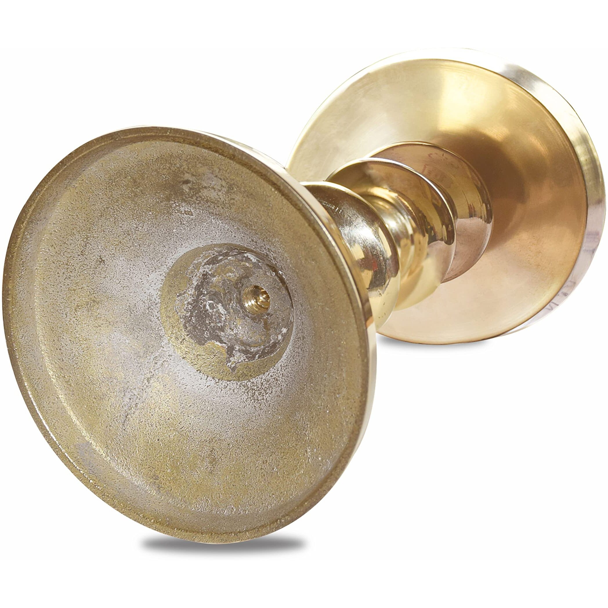 Pure Source India Brass Pillar Candle Stand | Candle Holder, 6.5 inch, 1 Piece, Gold