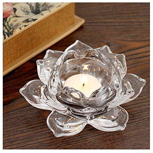 Farielyn-X Premium Glass Lotus Flower Tea Light Candle Holder Exquisite Crystal Diya for Diwali | Perfect and Creative Decoration in Dipawali Christmas Eid Wedding Party | Best Gift Set of (Set of 1)