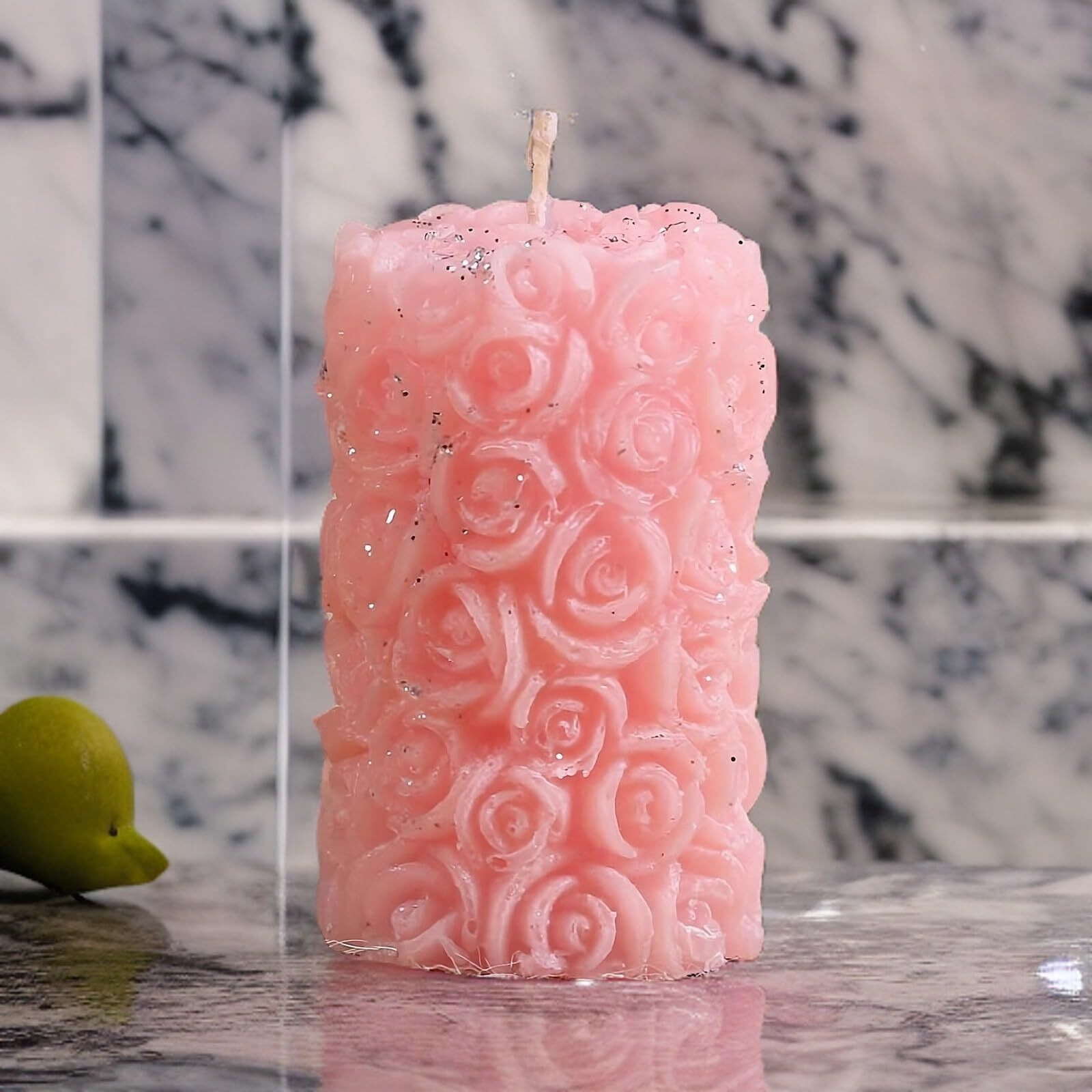Rose Flower Shape Candle for Home Decor | Romantic Fragrance Candles | Smoke-Free Pillar Candle | Romantic Night (Pack of 2, Pink & Yellow)
