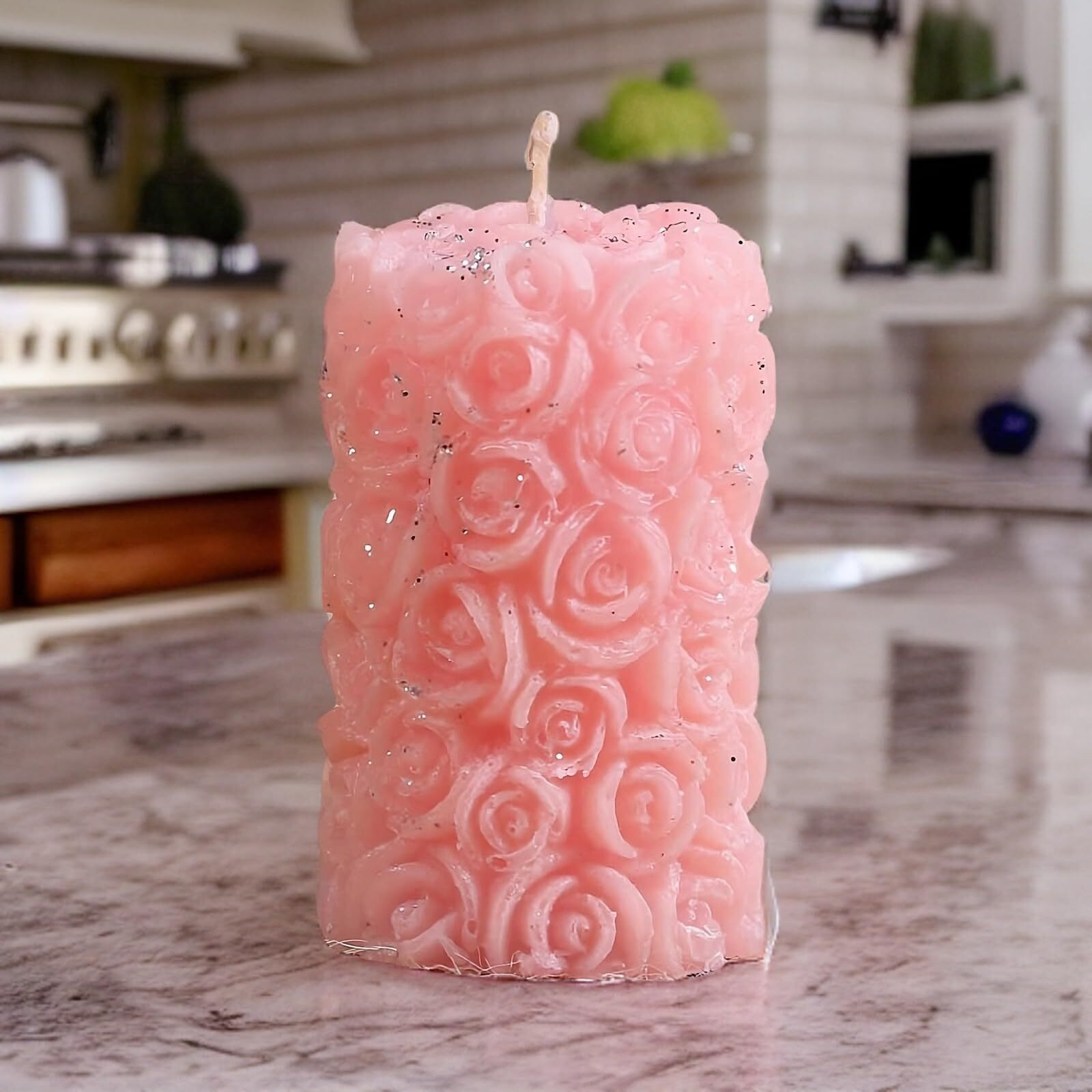 Rose Flower Shape Candle for Home Decor | Romantic Fragrance Candles | Smoke-Free Pillar Candle | Romantic Night (Pack of 2, Pink & Yellow)