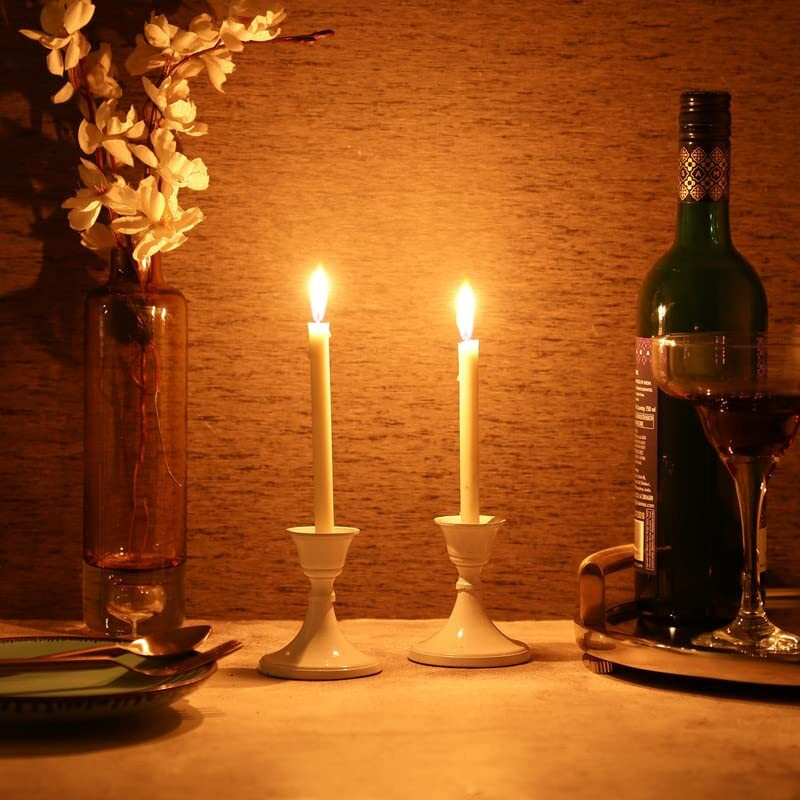VOIDROP Set of 2 Candle Holder White.Candle Holder Set of 2.White.Decorative Taper Candles for Candlesticks.