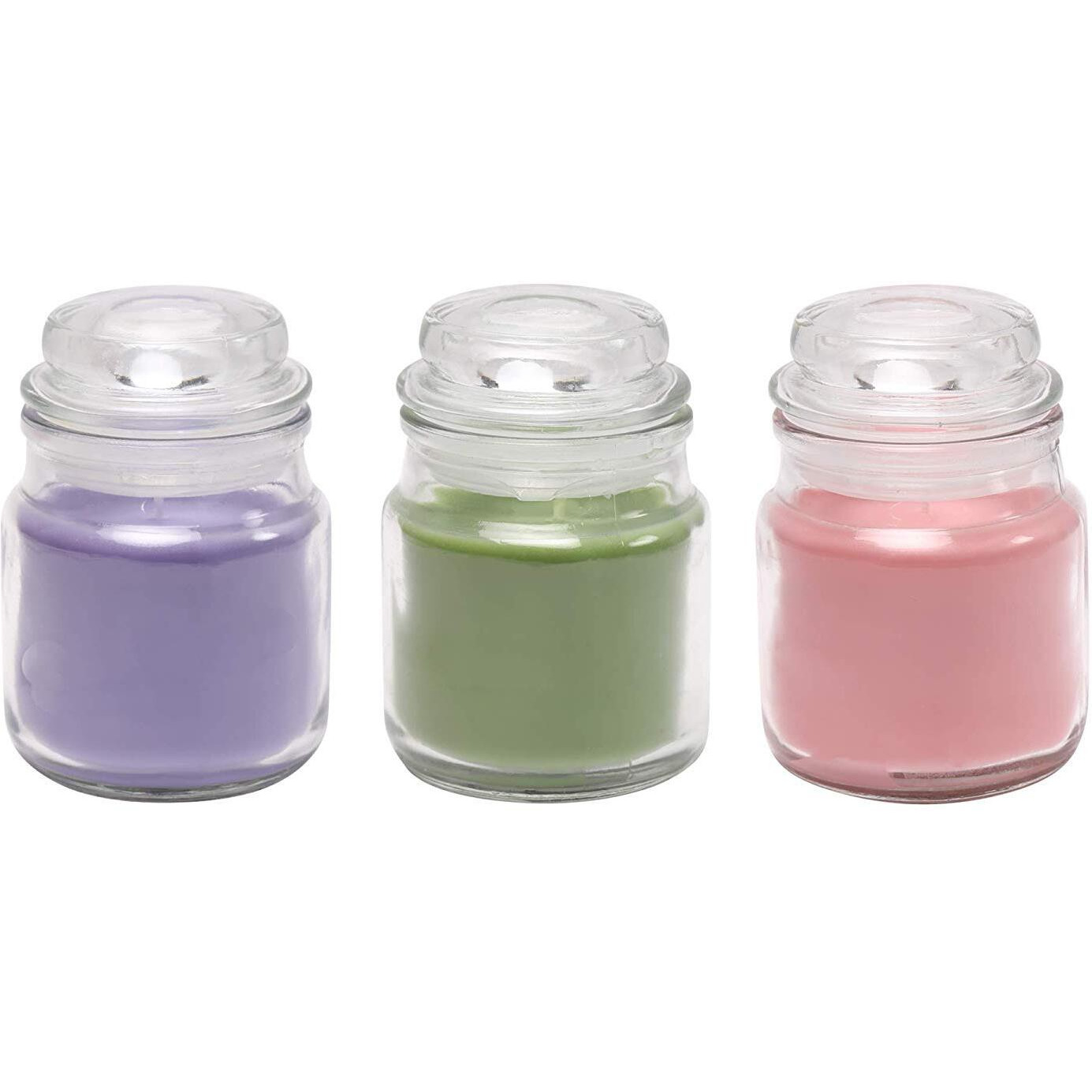 Pure Source India Wax Jar Candle, Pack of 3, LavenderLemon GrassRose, Multi Color, 6 x 8.9 cm