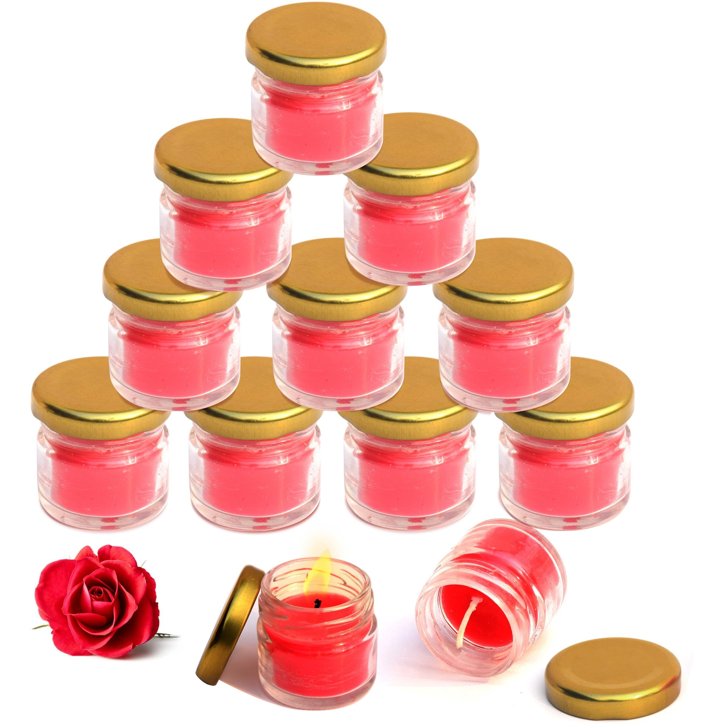 Pure Source India Scented Mini Glass Jar Candle 30 Gram Each Set of 12 pcs with Rose Fragrance