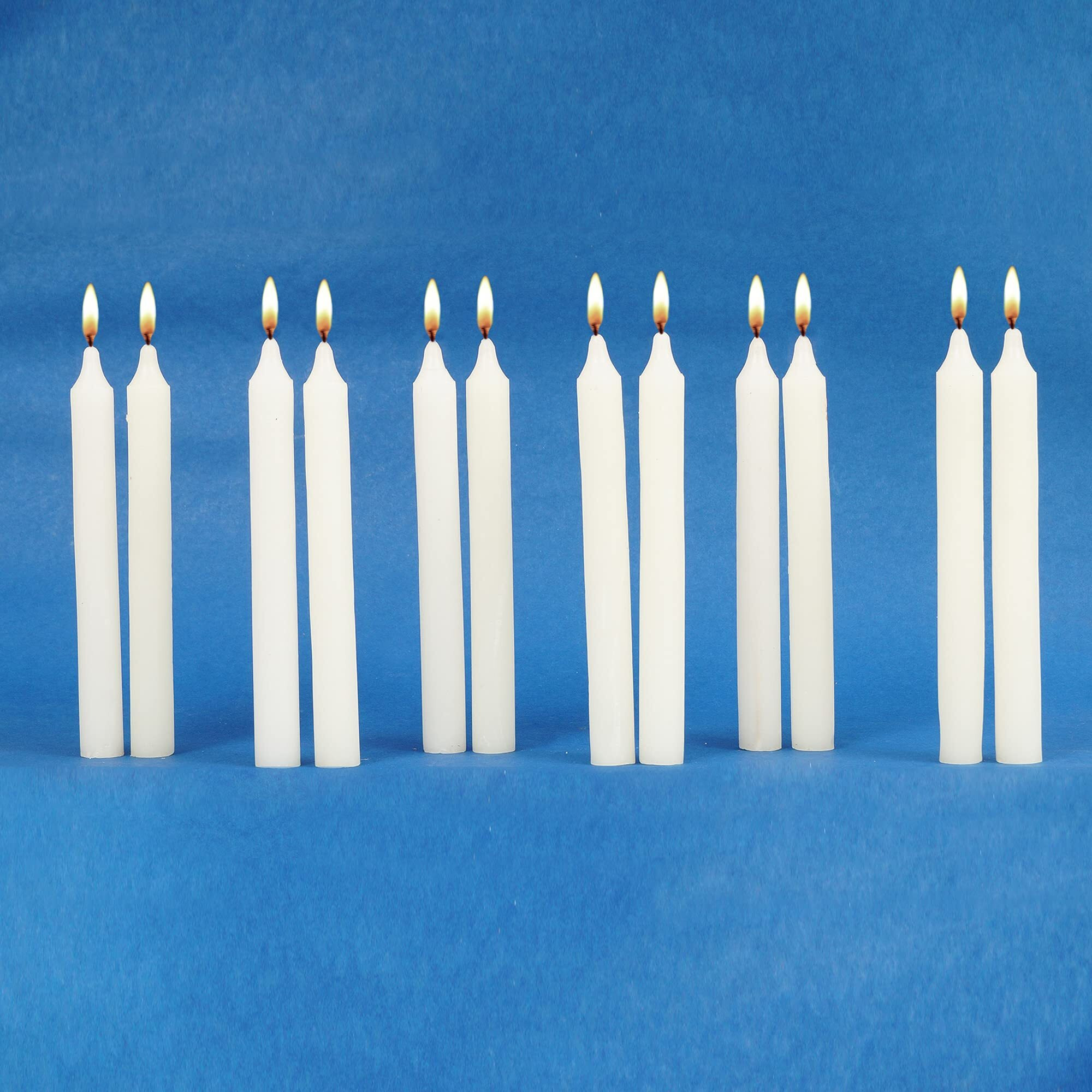 PROSPERRO LUMO Paraffin Wax Tapper Candle, Pack of 12 Candles, White, Wt  411 gm, 18 X 3.5 X 8 (Parkash 3006)