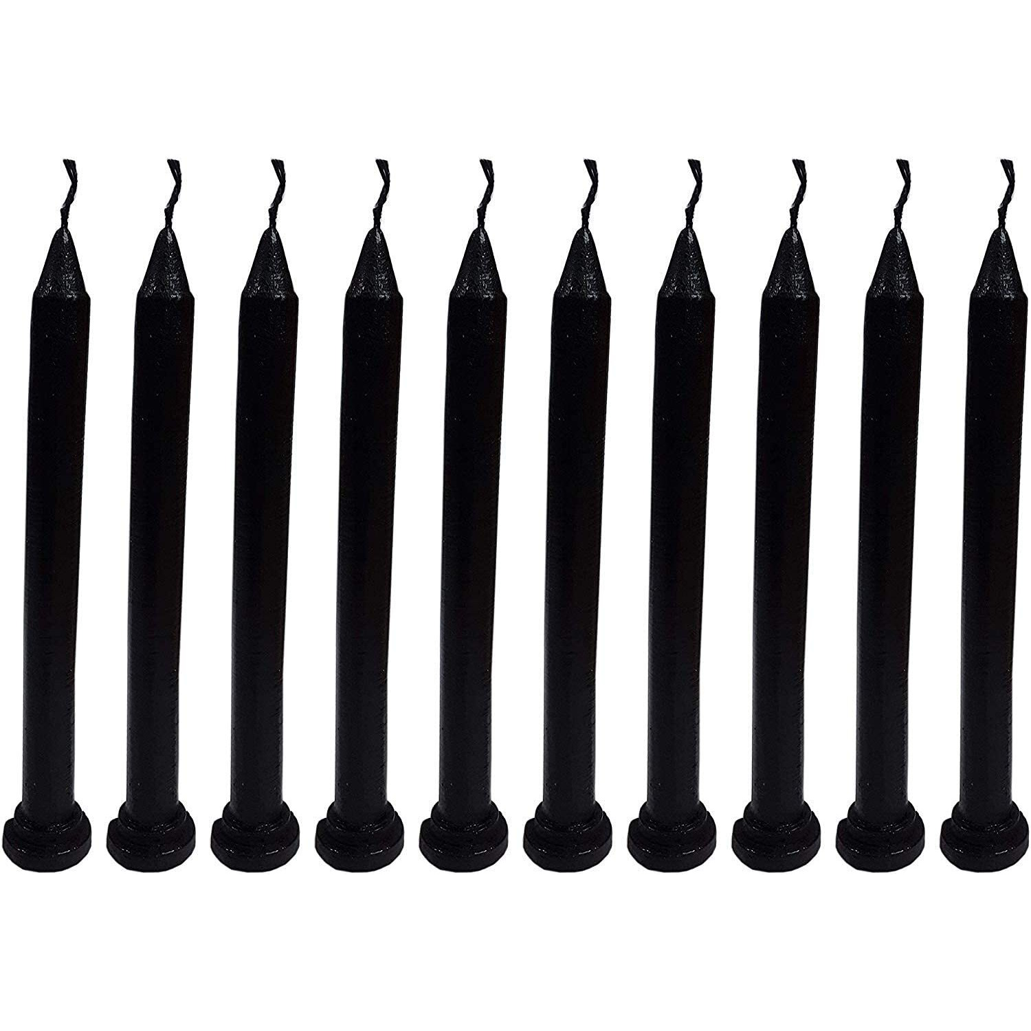 PHOBIS Spell Candle Taper Paraffin Wax Household Candle (5.5 Inch, Black) -Pack of 10