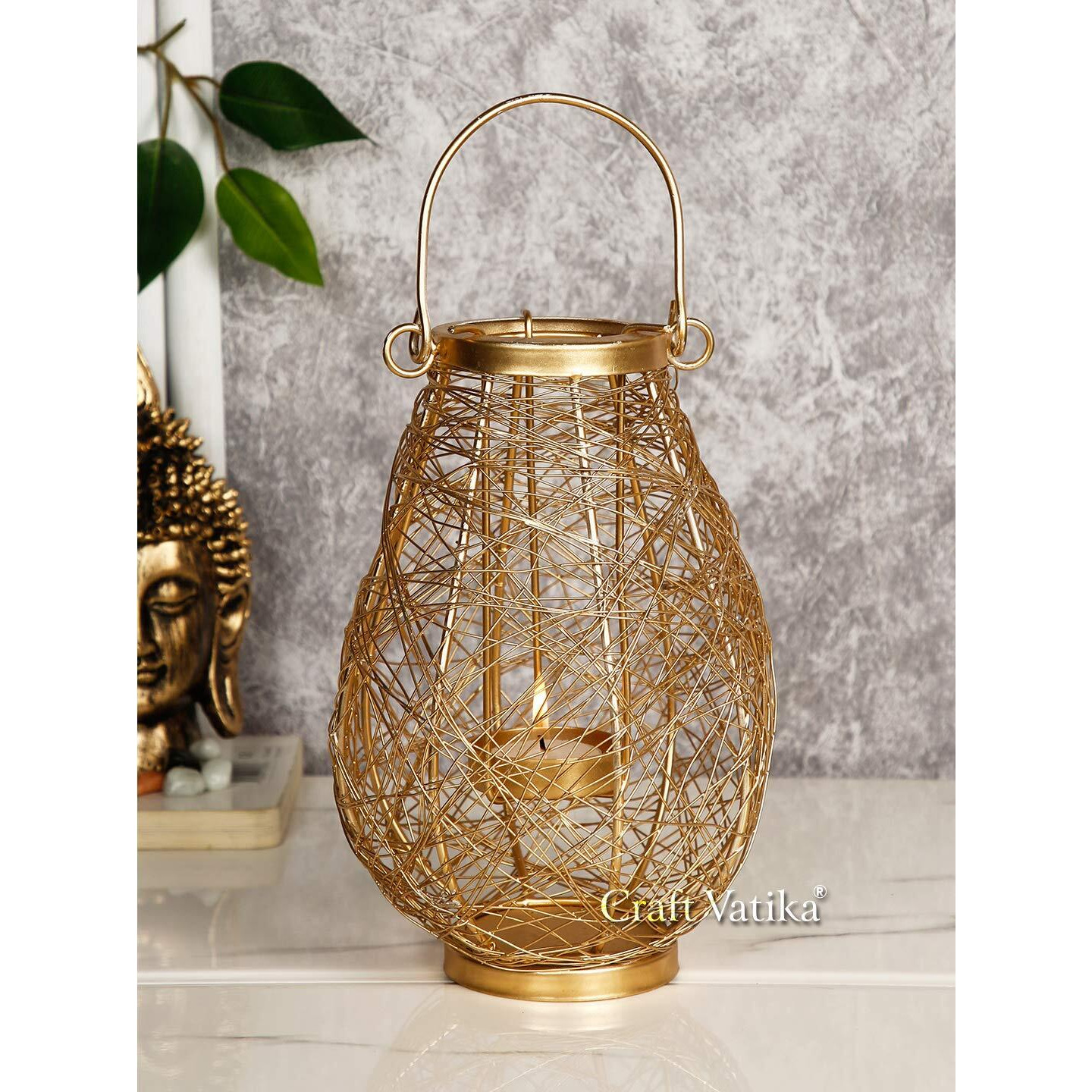 CraftVatika Bird Nest Lantern Tealight Candle Holder Hanging Metal Candle Holders Stand for Wall Christmas Home Decoration Indoor Outdoor Table Decor