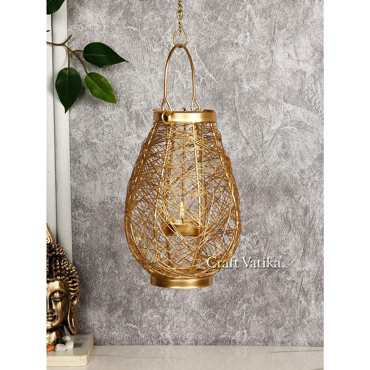 CraftVatika Bird Nest Lantern Tealight Candle Holder Hanging Metal Candle Holders Stand for Wall Christmas Home Decoration Indoor Outdoor Table Decor